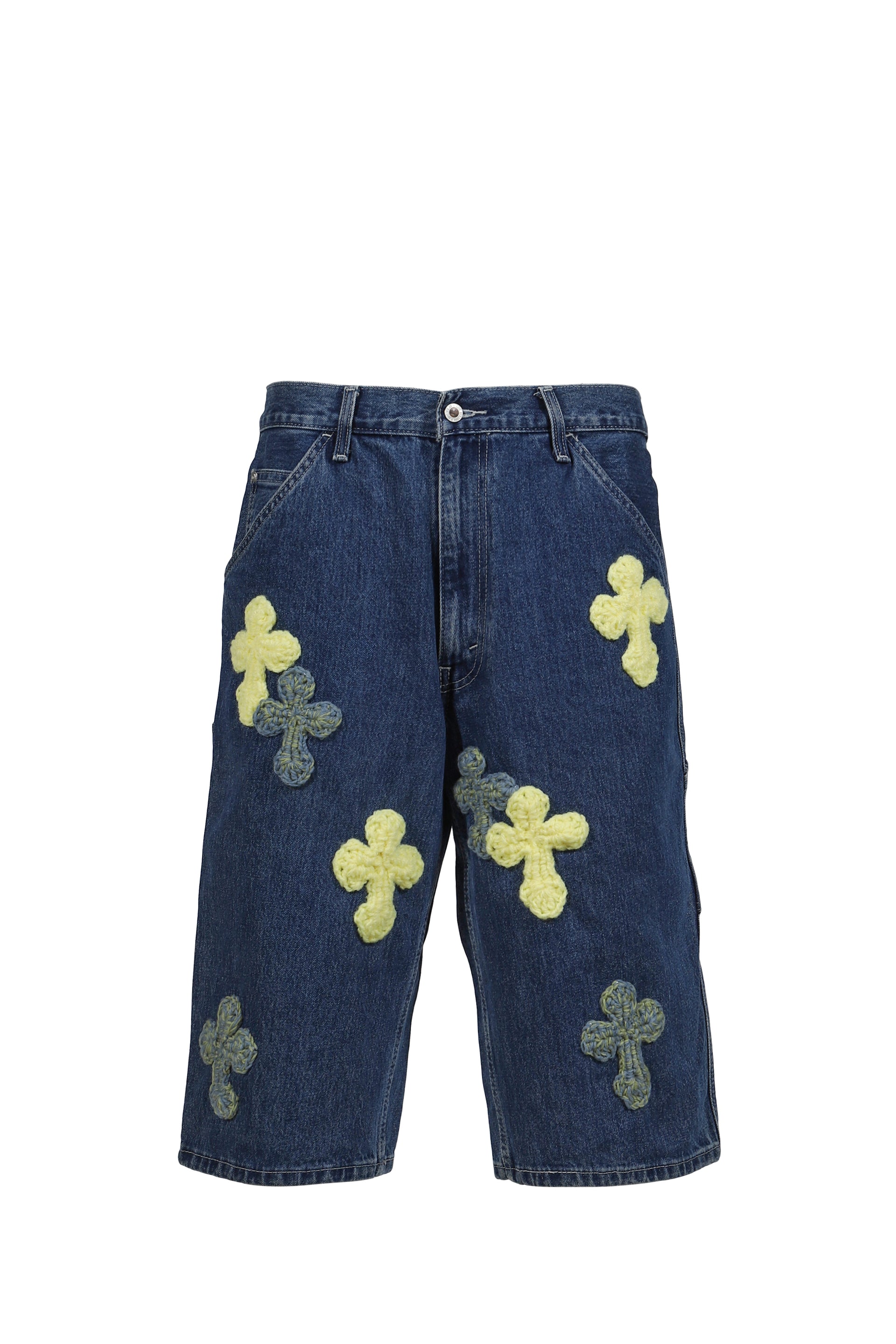 3D CROSS DENIM SHORTS / INDIGO