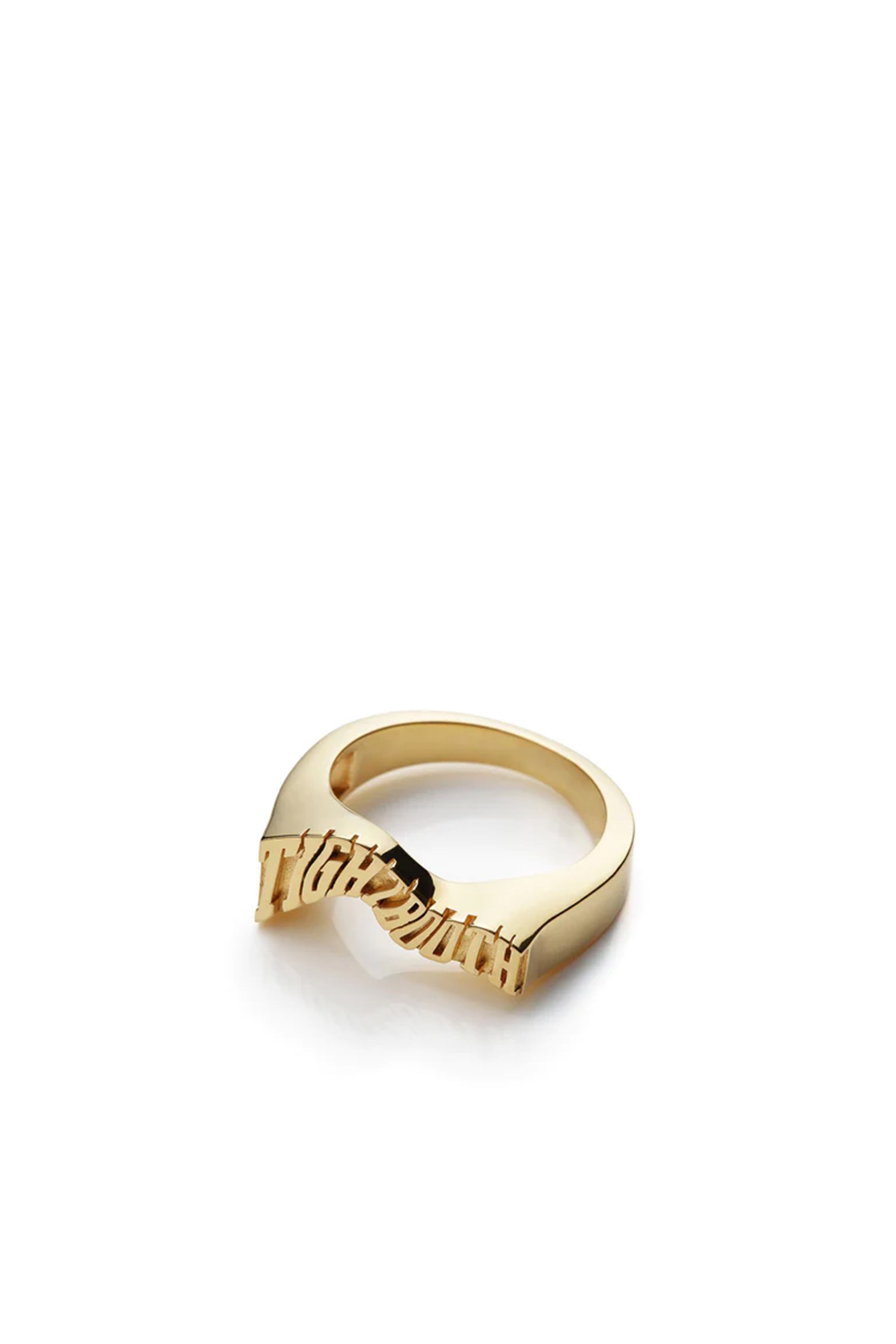 TIGHTBOOTH SS23 ACID LOGO RING - BRASS / GLD - NUBIAN