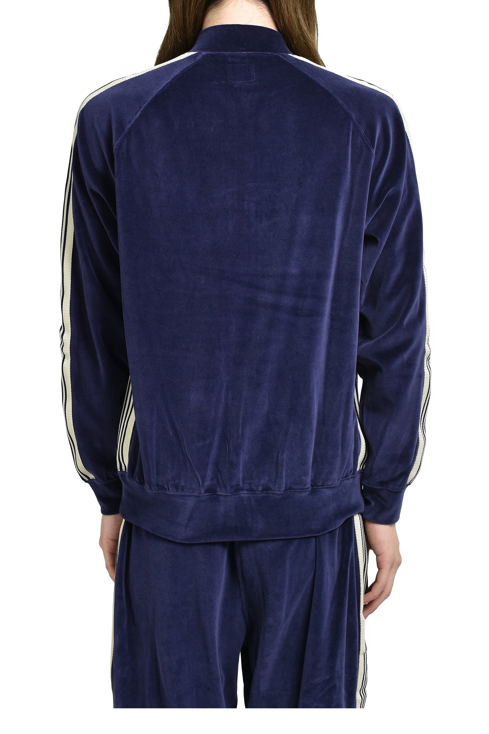RIB COLLAR TRACK JACKET - C/PE VELOUR / NVY