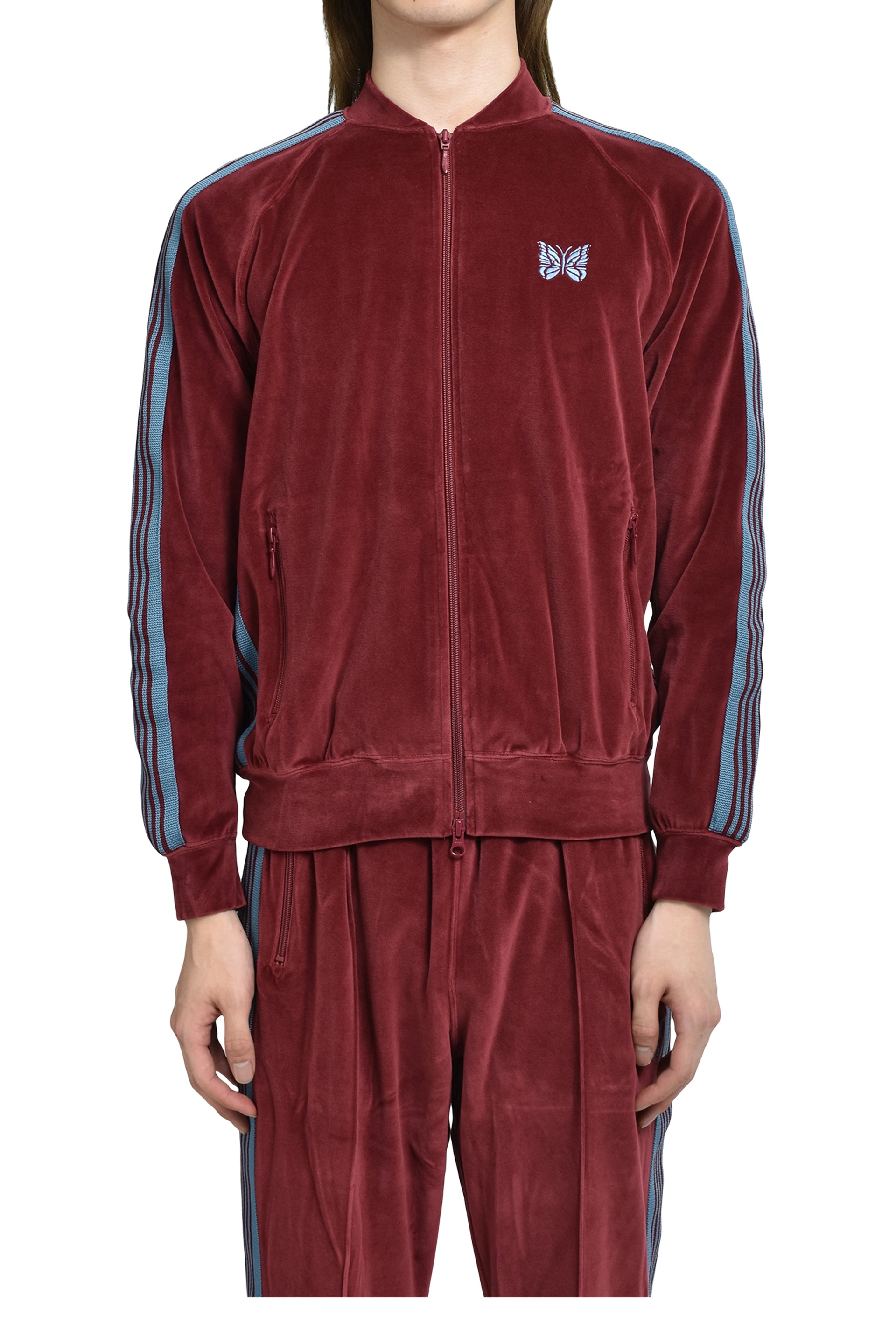 RIB COLLAR TRACK JACKET - C/PE VELOUR / BUR