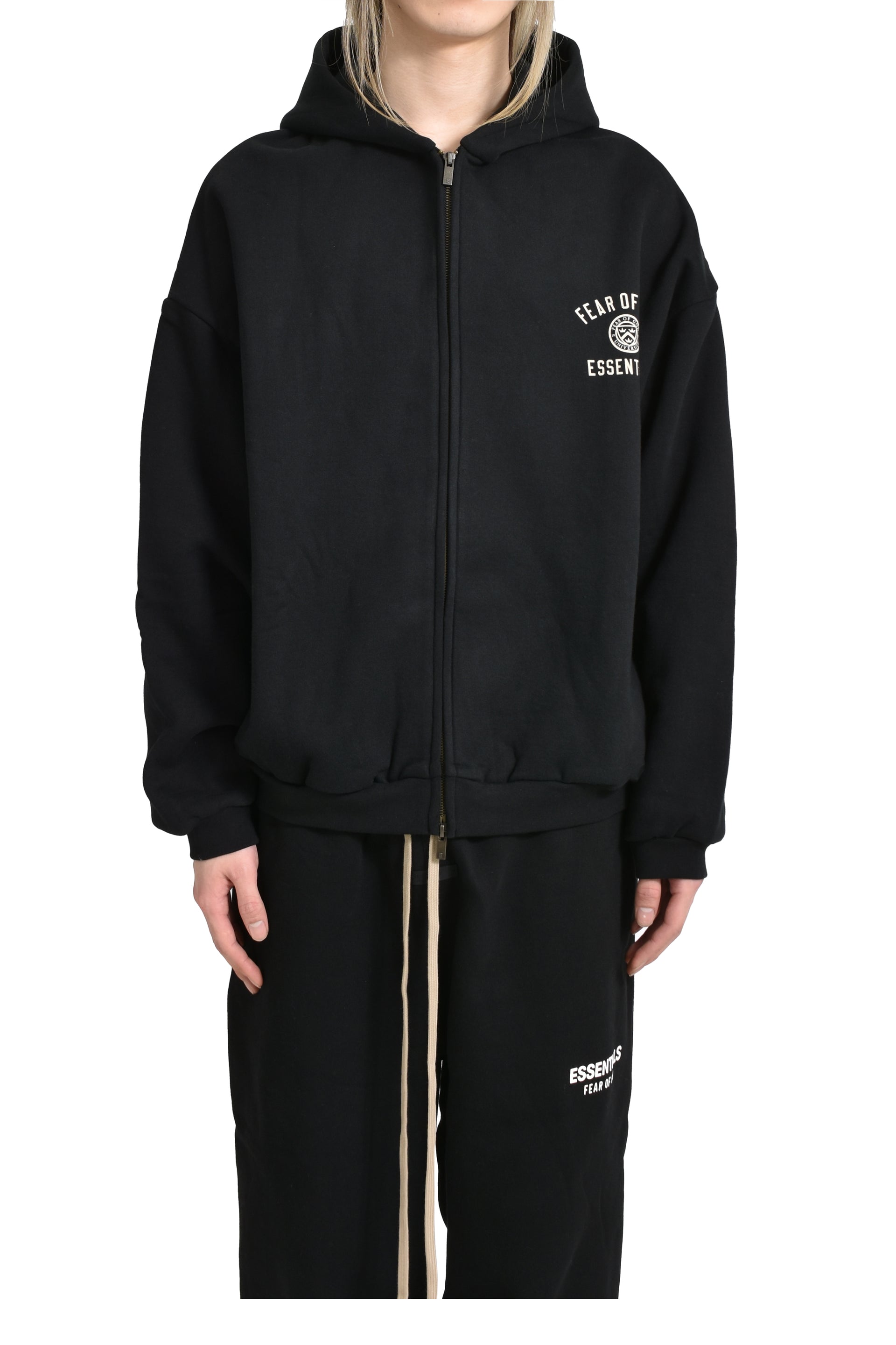 ESSENTIALS HEAVY FLEECE FULLZIP HOODIE / BLK