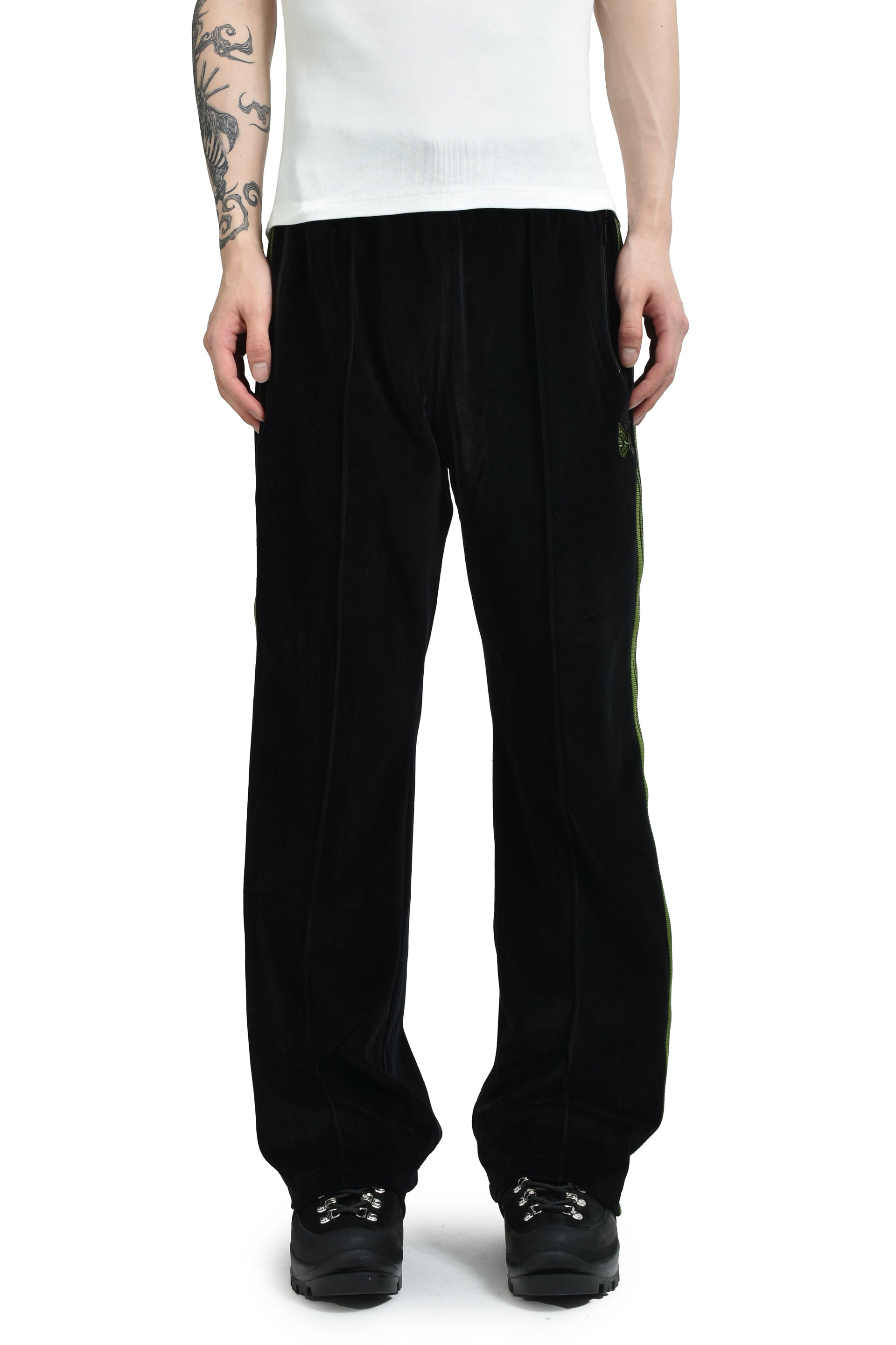 BOOT-CUT TRACK PANT - C/PE VELOUR / BLK