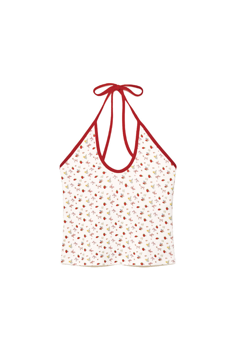 WILD HALTER CAMISOLE / STRAWBERRY BOW