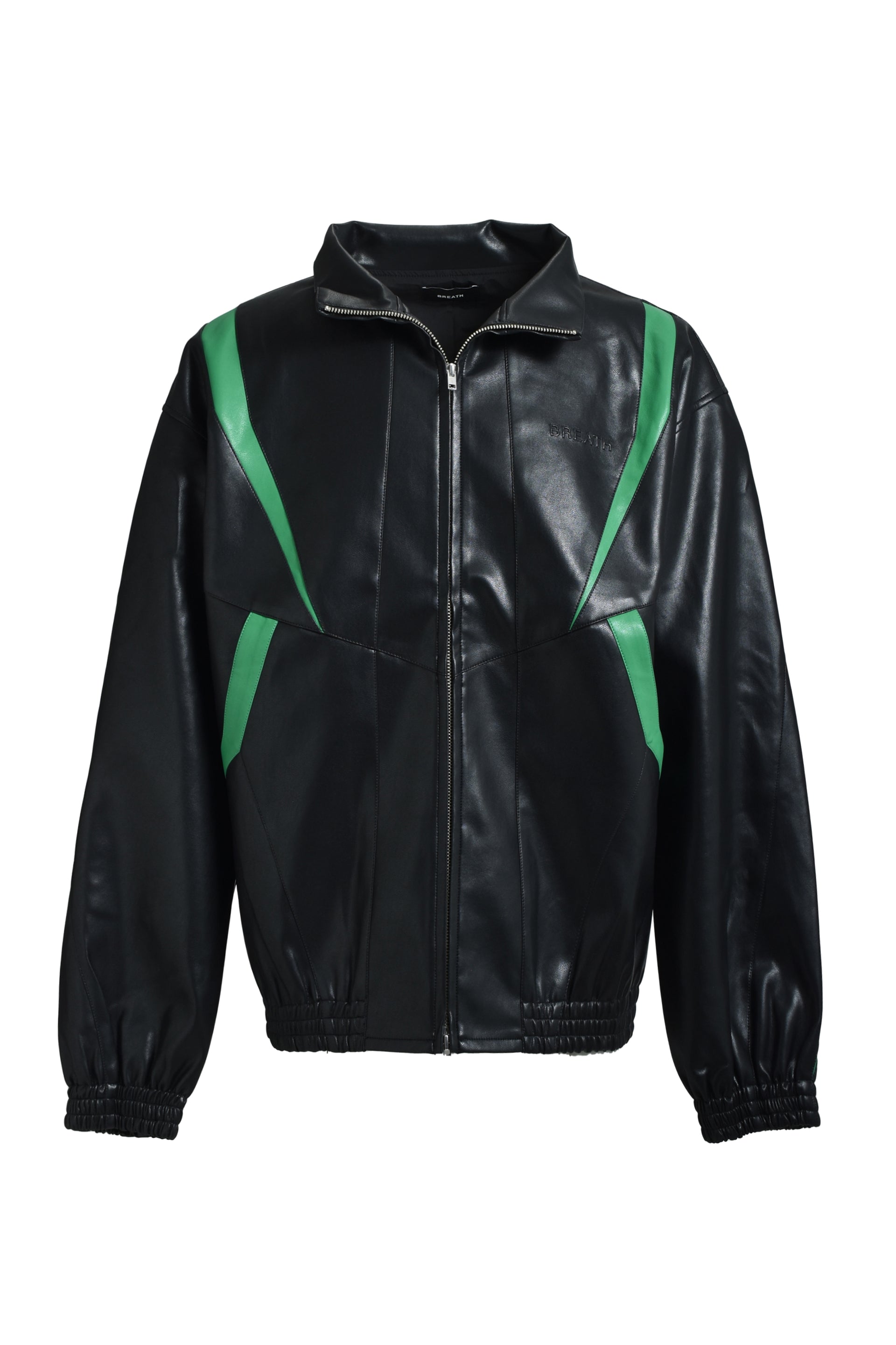 FAUX LEATHER LAMBO TRACK JACKET / BLK