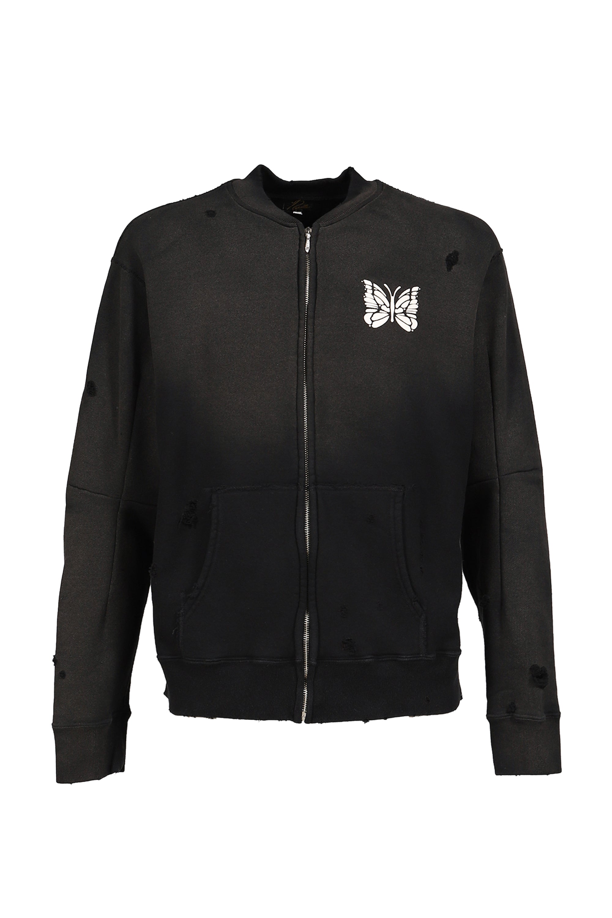 Needles SS26 DECONSTRUCTED ZIPPED SWEAT / BLK - NUBIAN