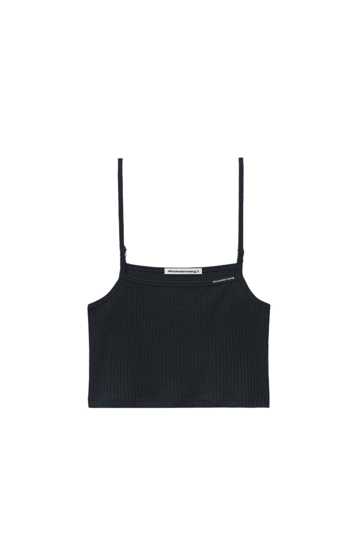 CAMI TOP W/ SKINNY WOVEN LABEL / BLK