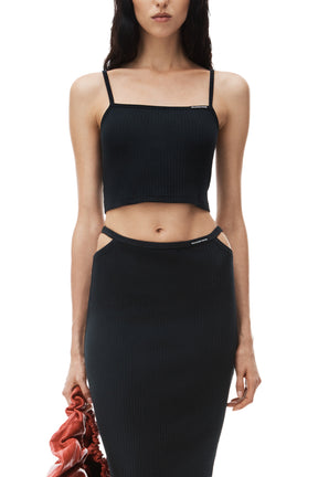 CAMI TOP W/ SKINNY WOVEN LABEL / BLK