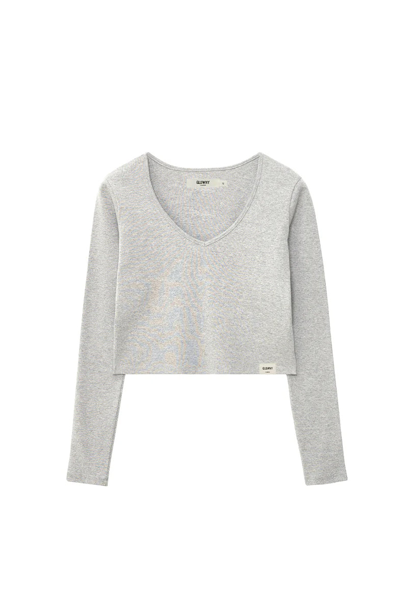 G CLASSIC V-NECK LONG SLEEVE / MELANGE GRY