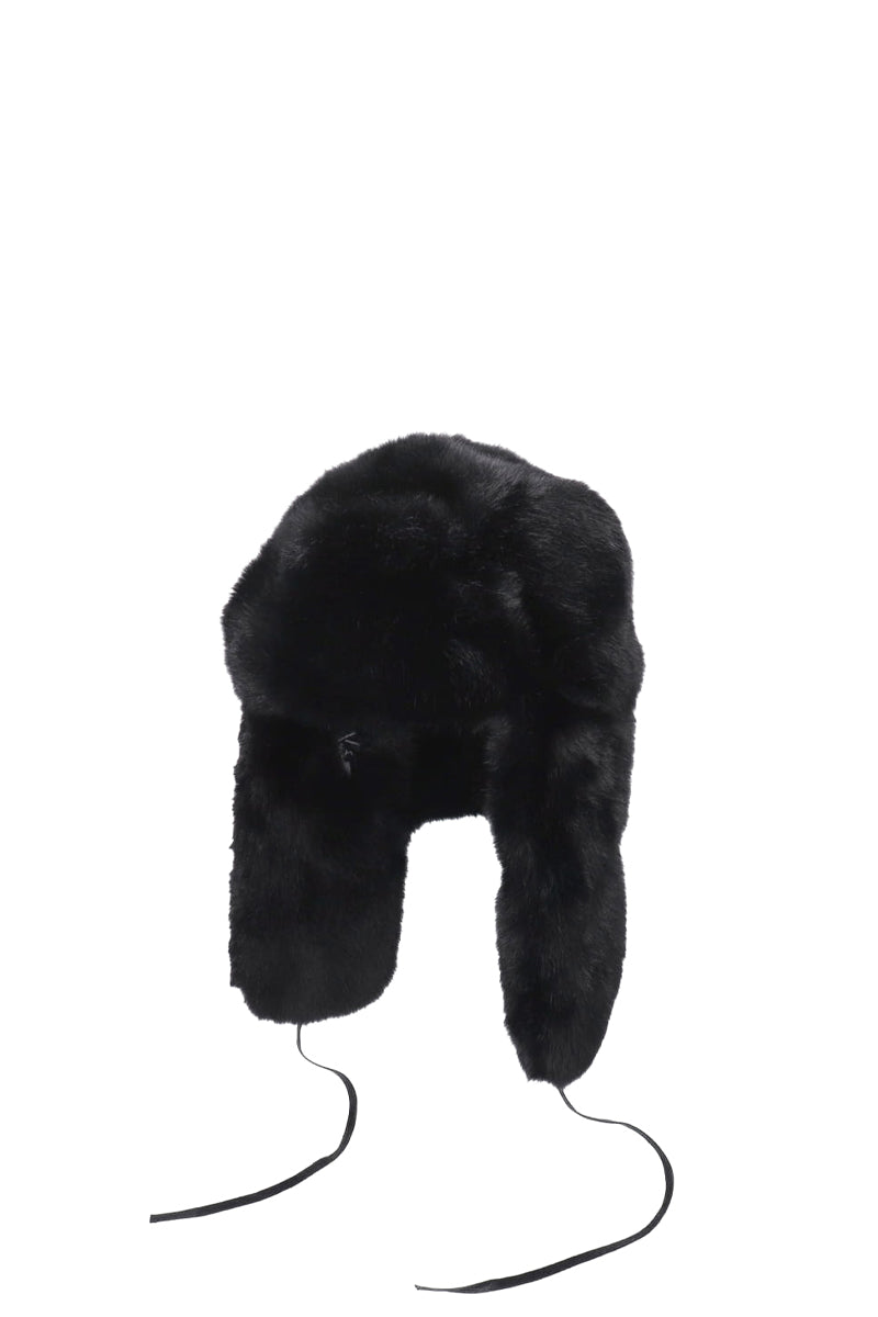 FAUX FUR TRAPPER / BLK