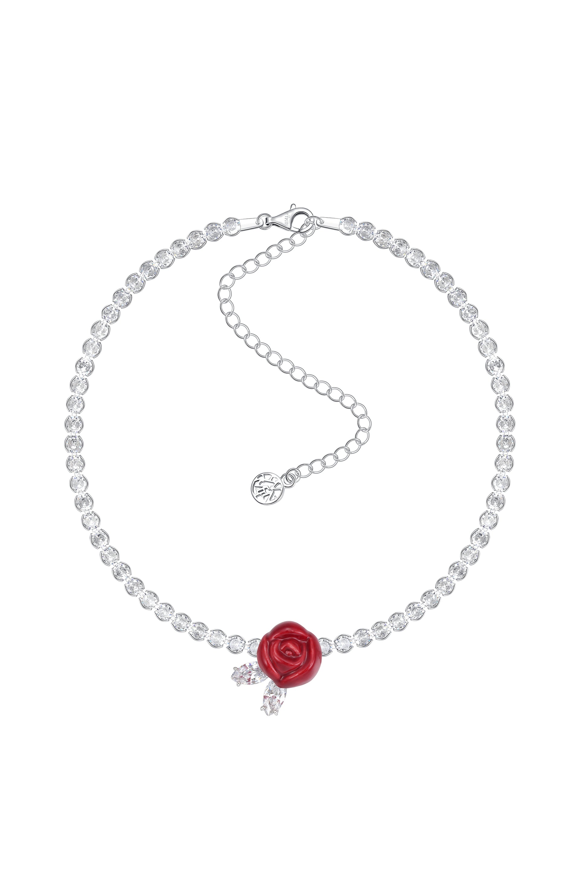 CERAMIC ROSE NECKLACE / RED