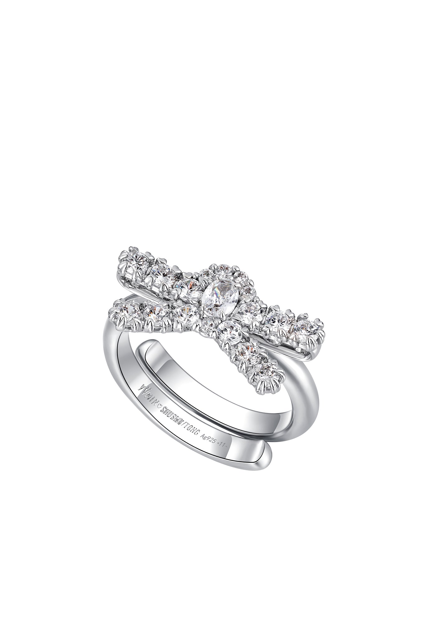 GEMSTONE BOWKNOT OPEN RING / SLV