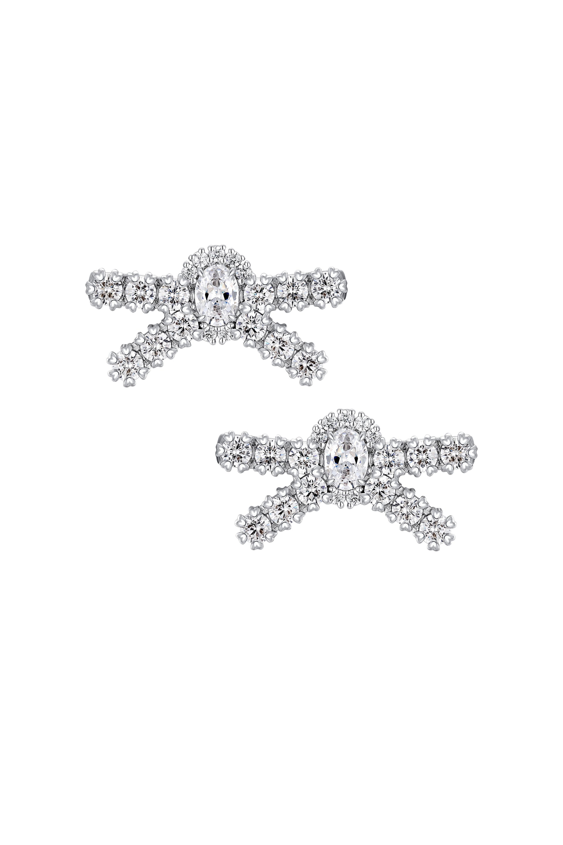 GEMSTONE BOWKNOT EARRING / SLV