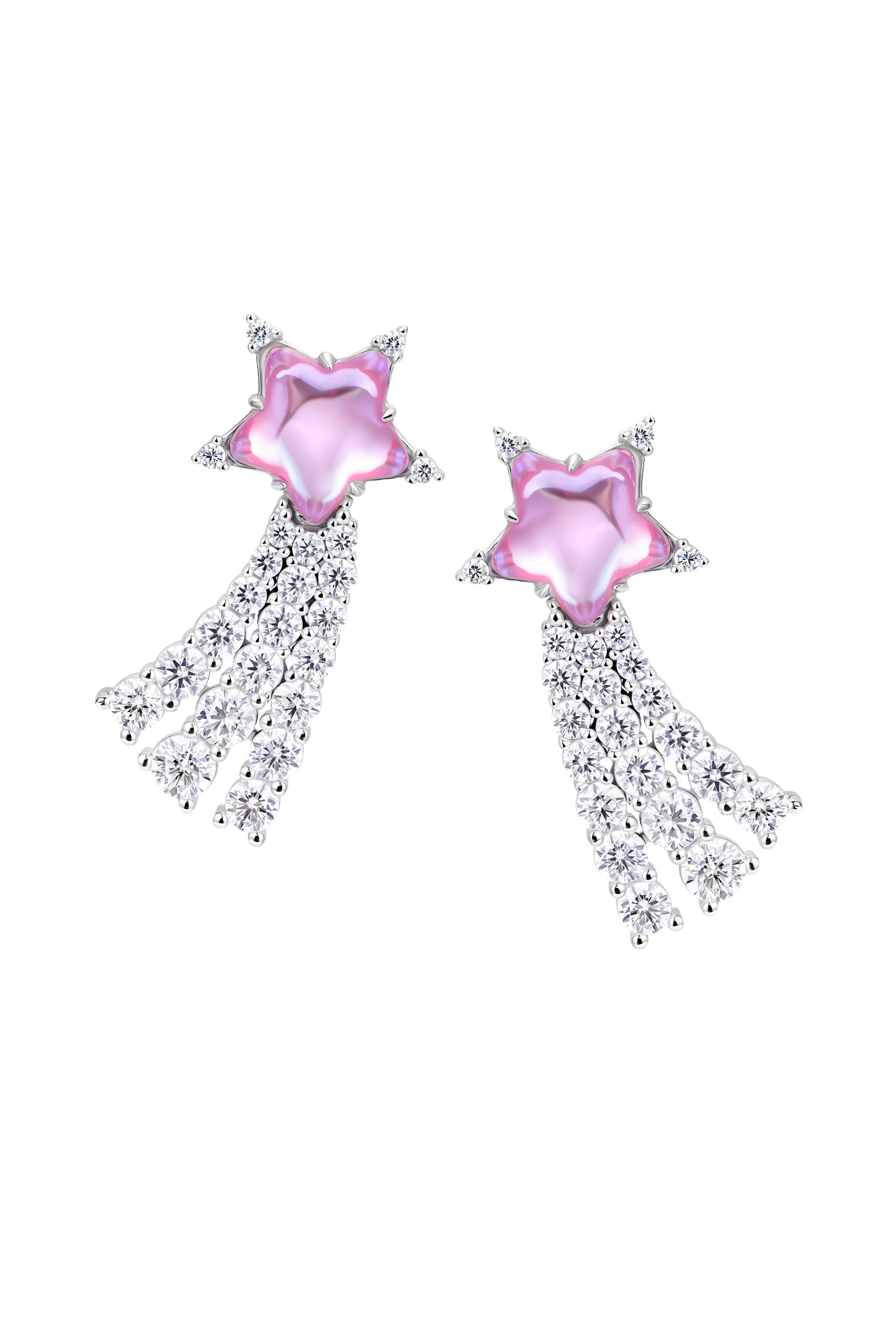 CRYSTAL METEOR STUD EARRING / PNK