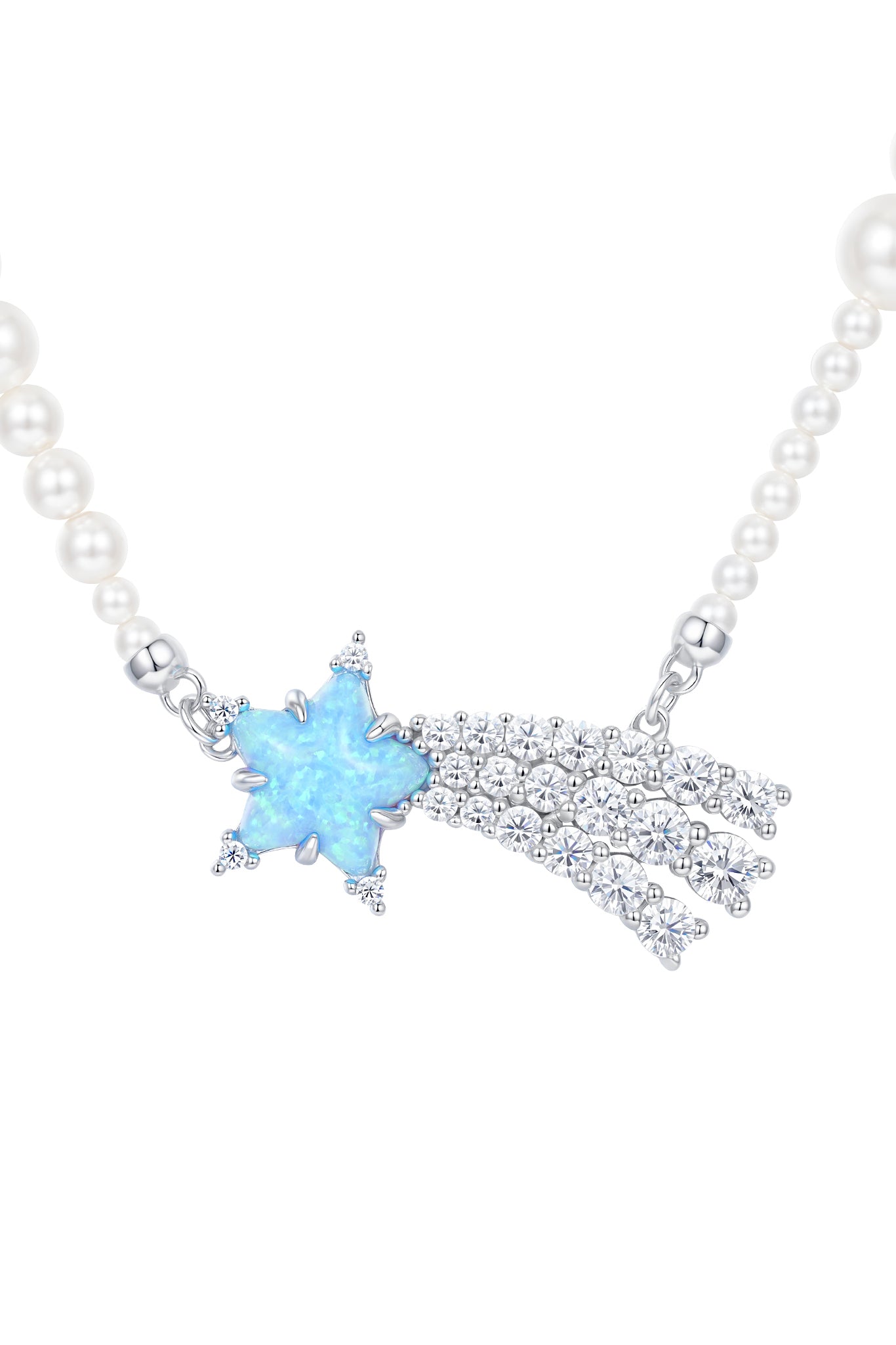 YVMIN イヴミン FW25 CRYSTAL METEOR PEARL NECKLACE / BLU - NUBIAN 
