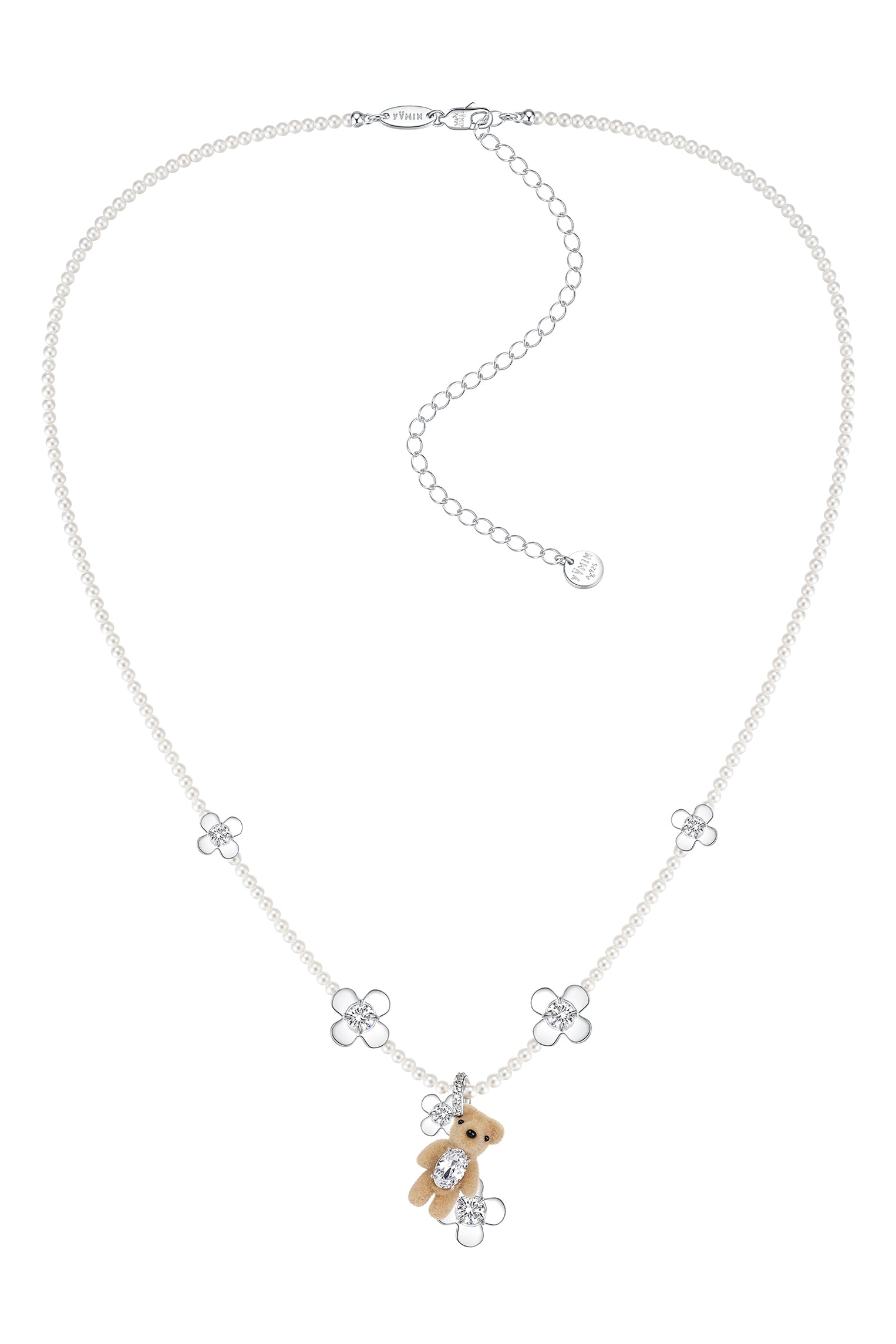 yvmin クマネックレス YVMIN イヴミン FW25 MINI BEAR FLOWER NECKLACE / BRW - NUBIAN ヌビアン