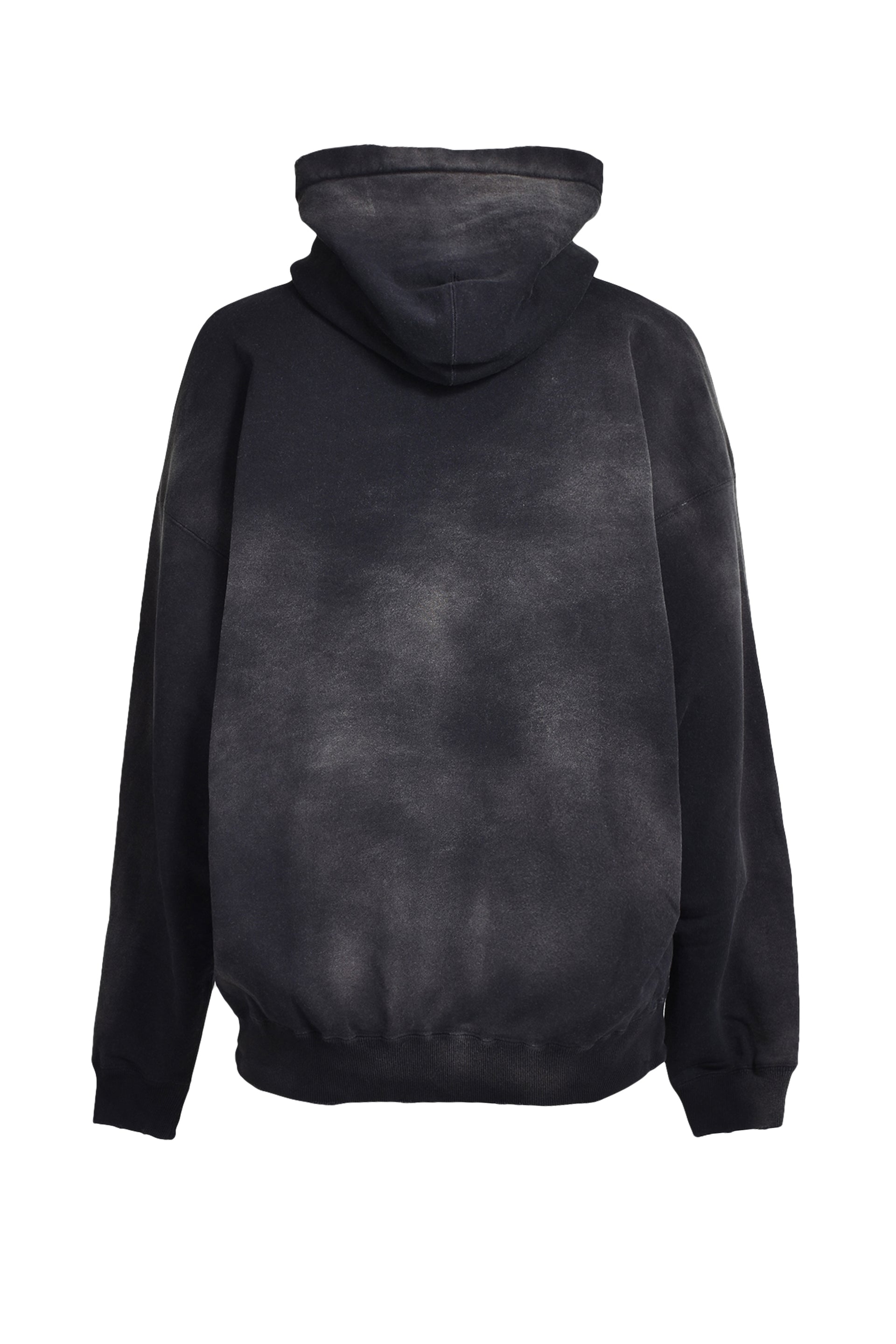 KAMIYA DISTRESSED HENRY NECK HOODIE / BLK