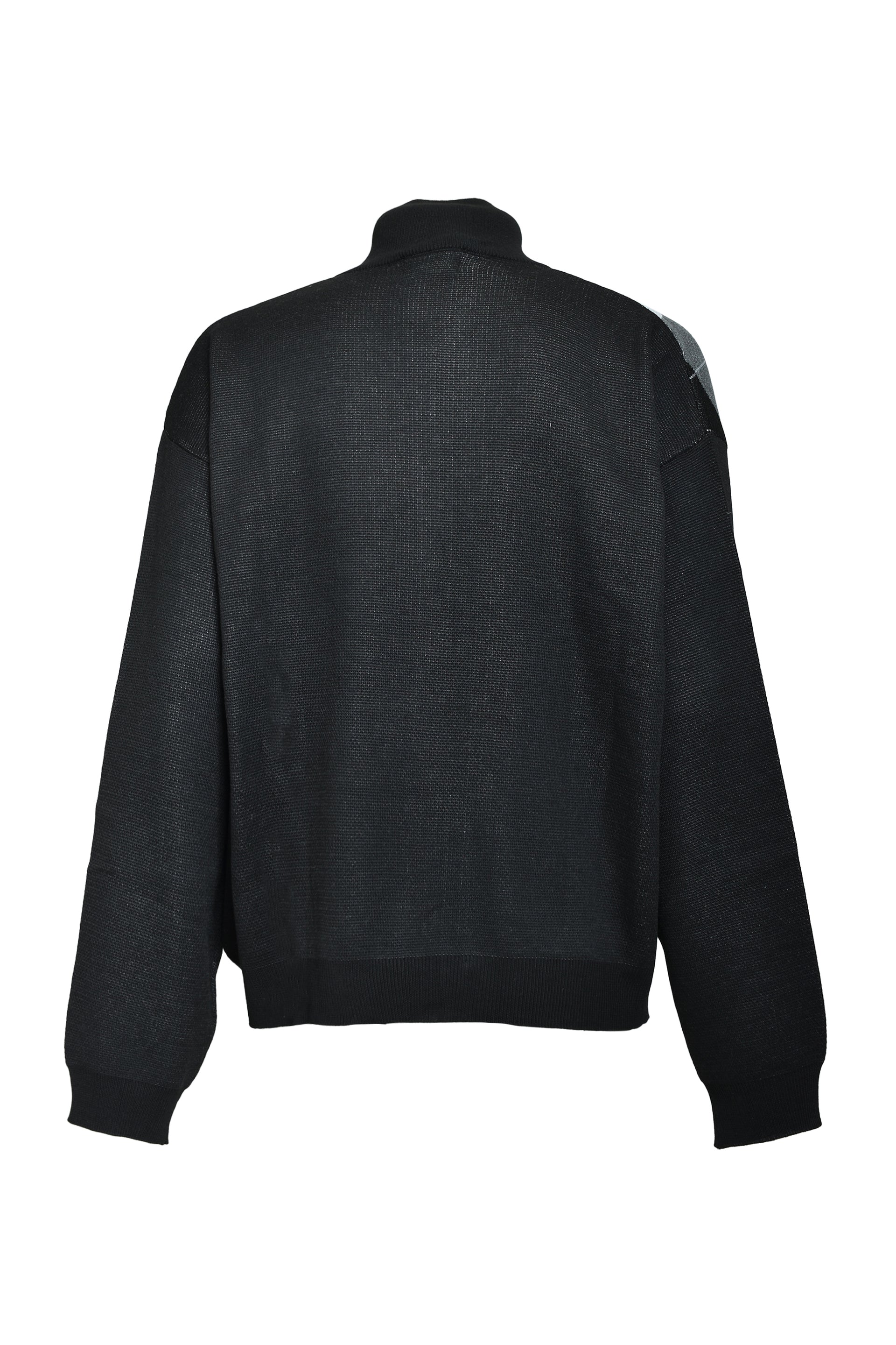 ARGYLE ZIP KNIT JACKET / BLK