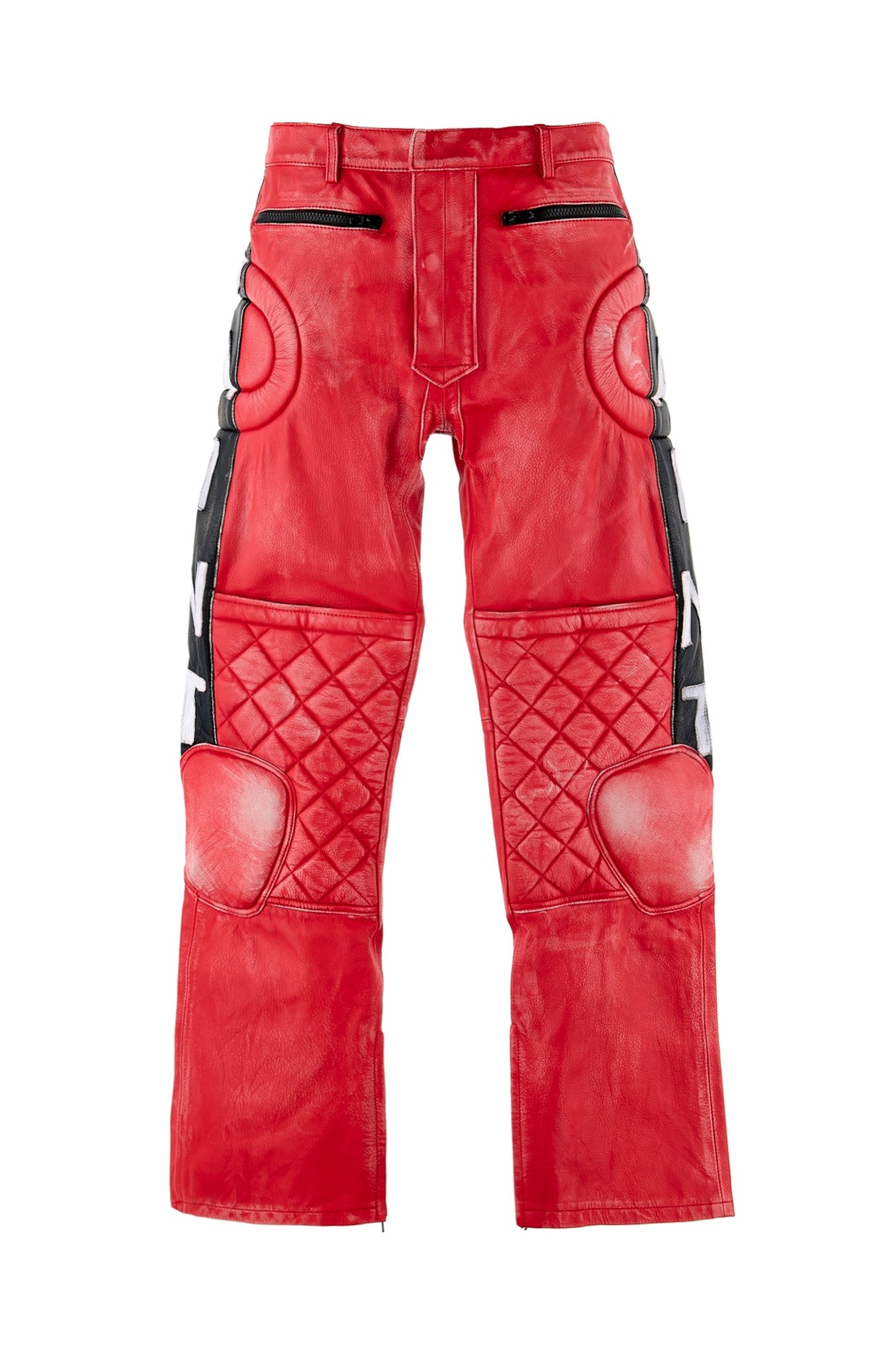 LEATHER PANTS/RACER / RED