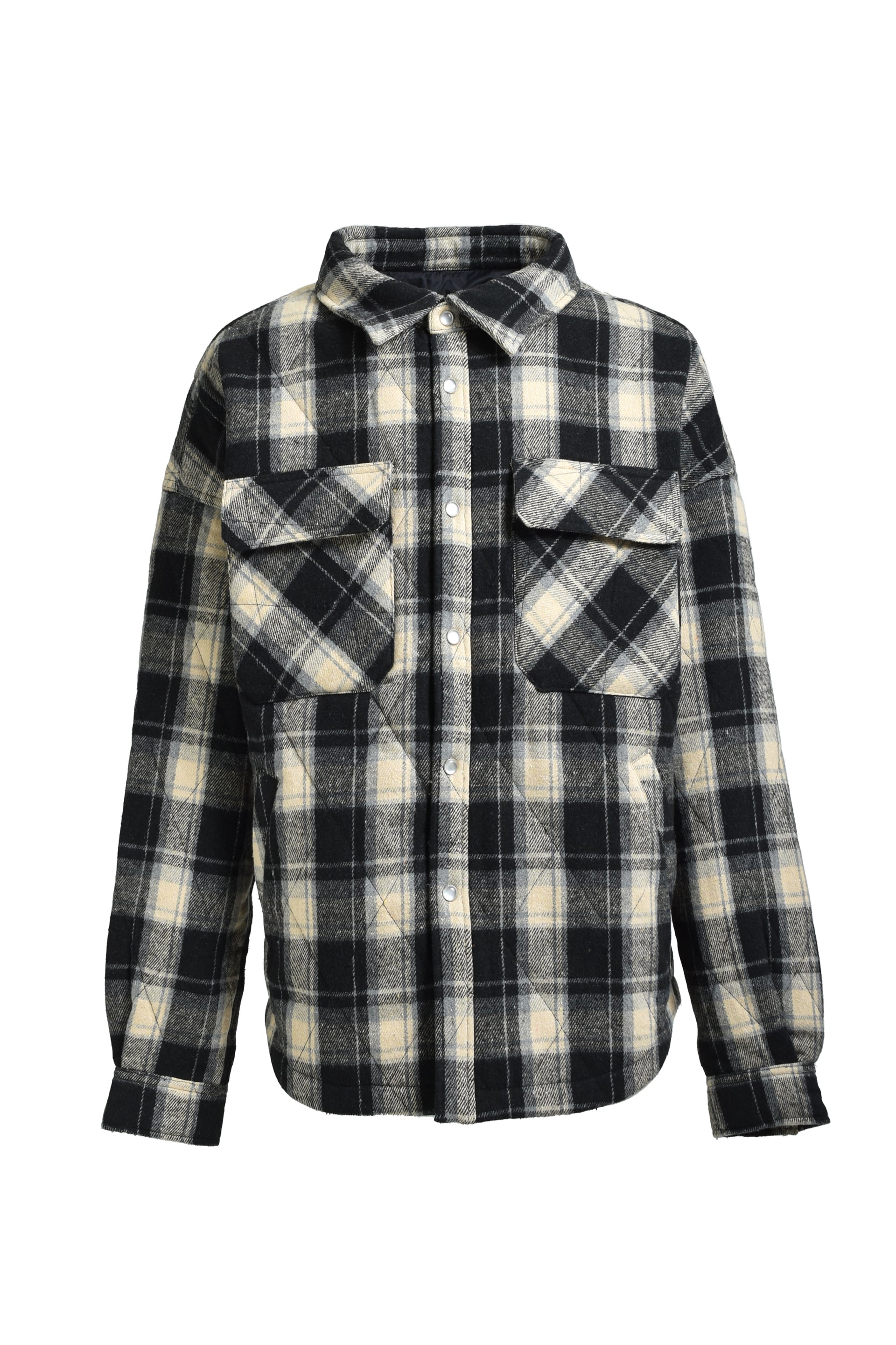 QUILTING CHECK SHIRT / BLK