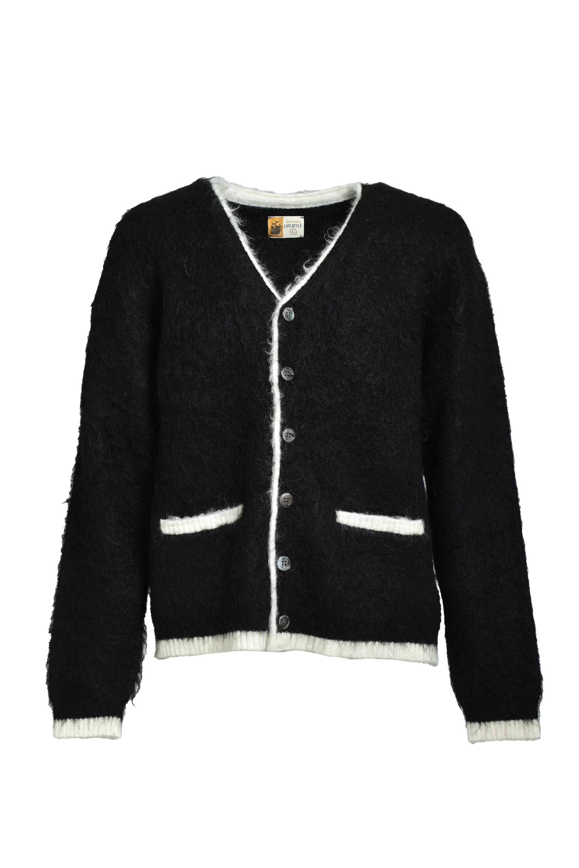 KNIT CARDIGAN/TRIM / BLK