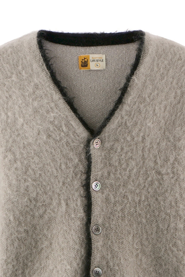 KNIT CARDIGAN/TRIM / GRY