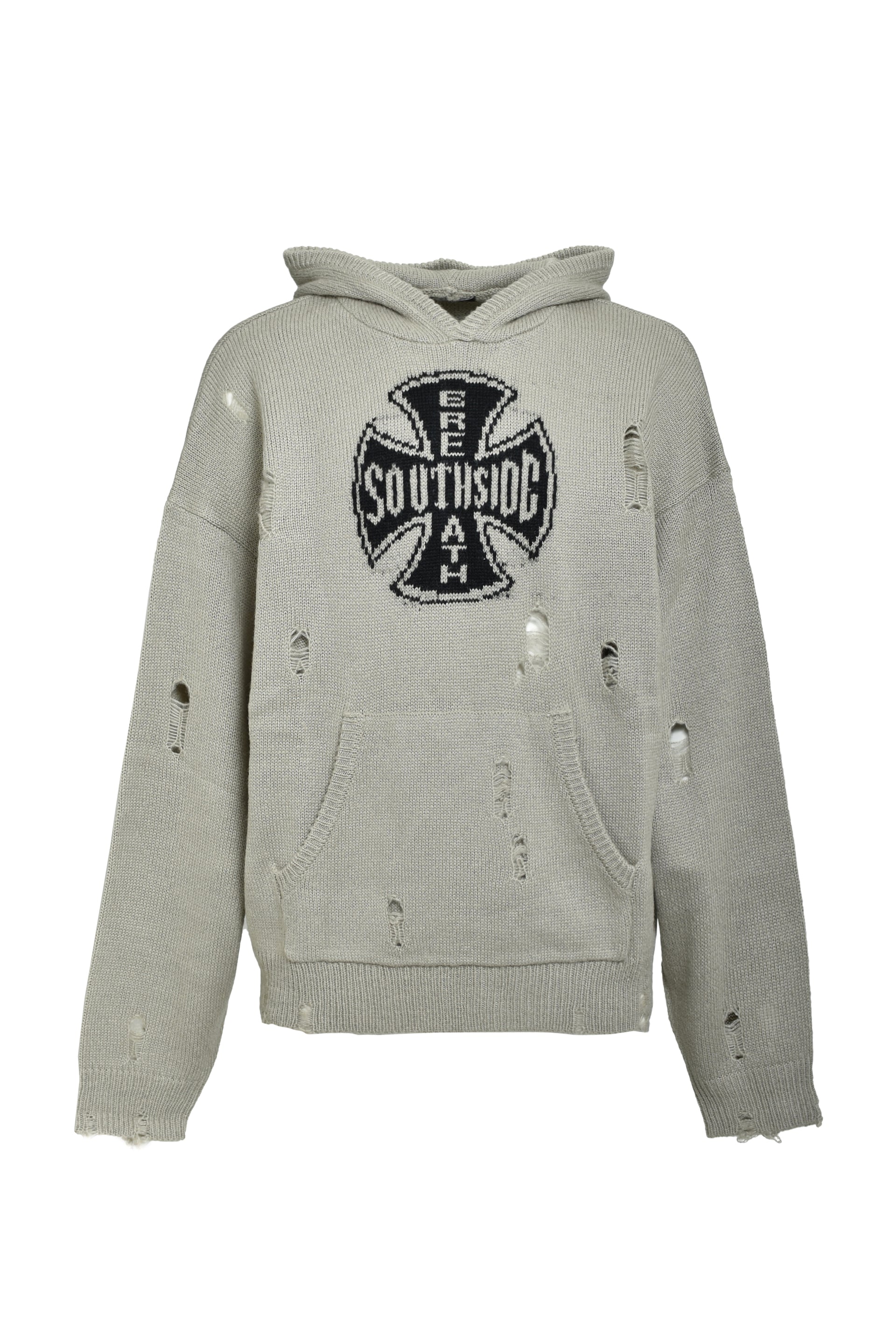 SOUTHSIDE CROSS DAMAGE MOHIR HOODIE / DUST