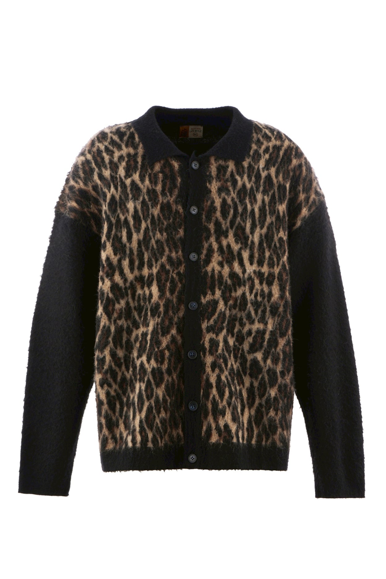 KNIT CARDIGAN/LEOPARD / BLK