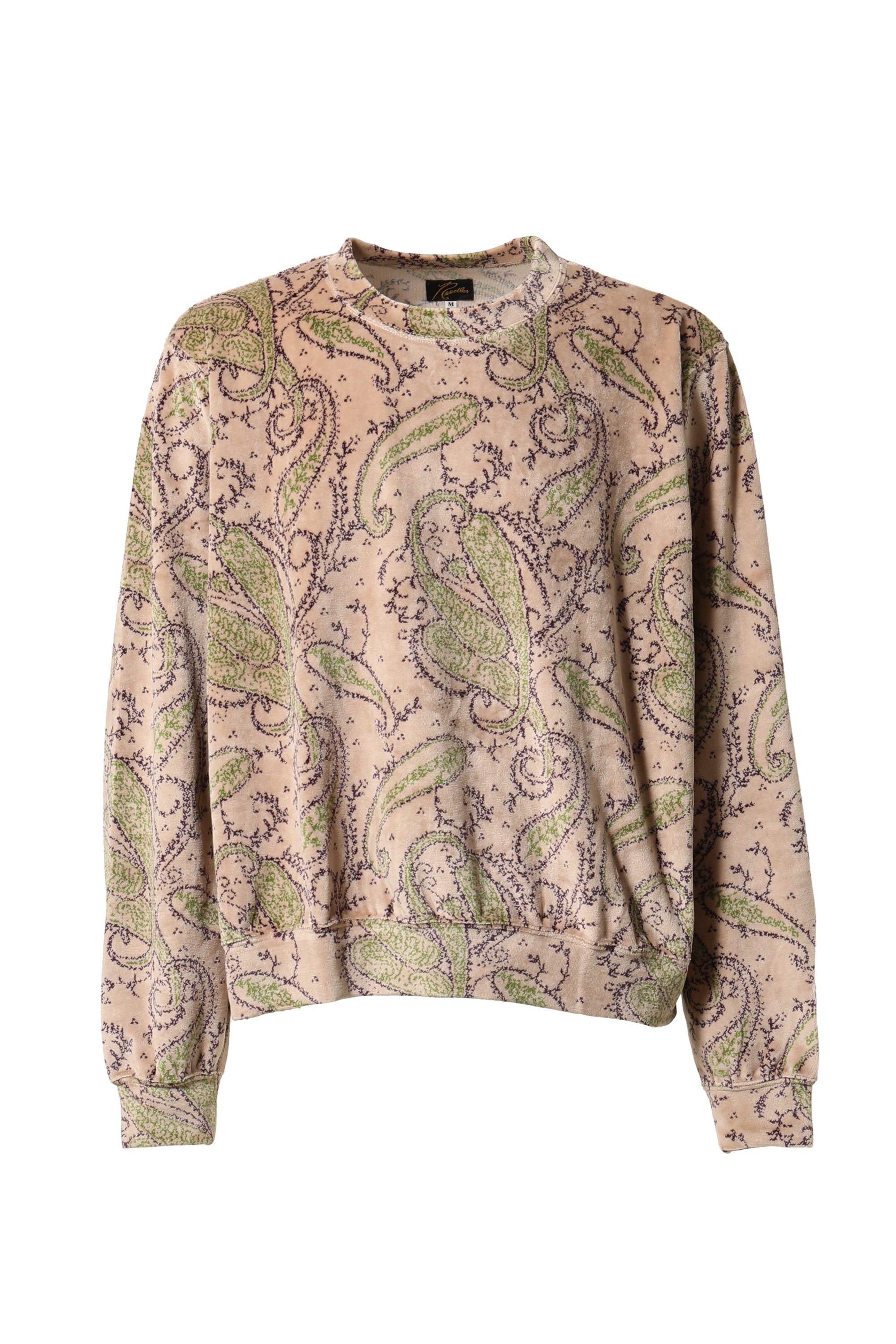 Needles FW23 CREW SWEAT SHIRT - C/PE PAISLEY VELOUR JQ. / BEI -NUBIAN