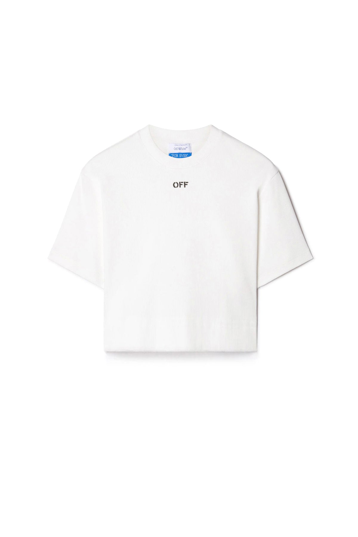 OFF STAMP RIB CROPPED TEE / WHT BLK