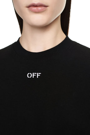 OFF STAMP RIB CROPPED TEE / BLK WHT