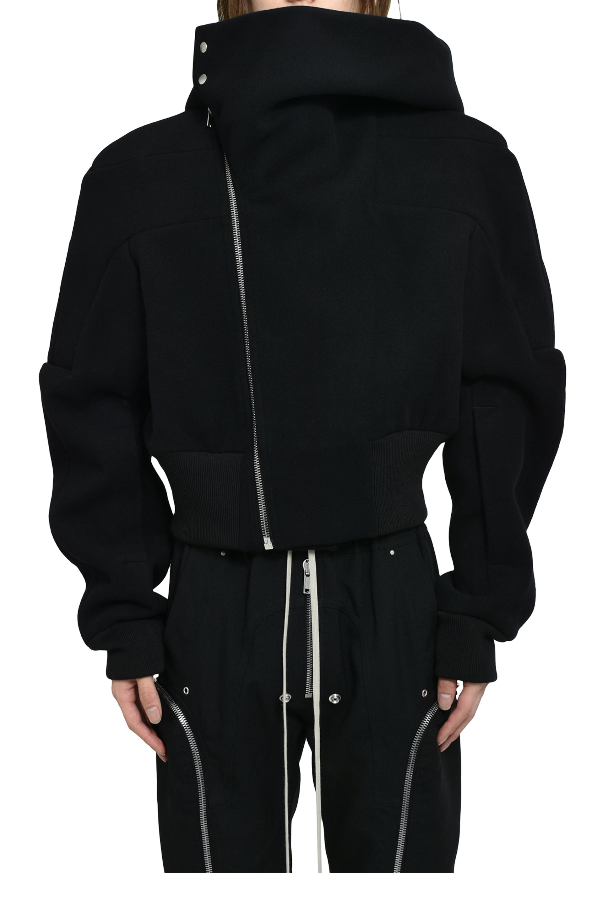 CROPPED HOODED FLIGHT / BLK