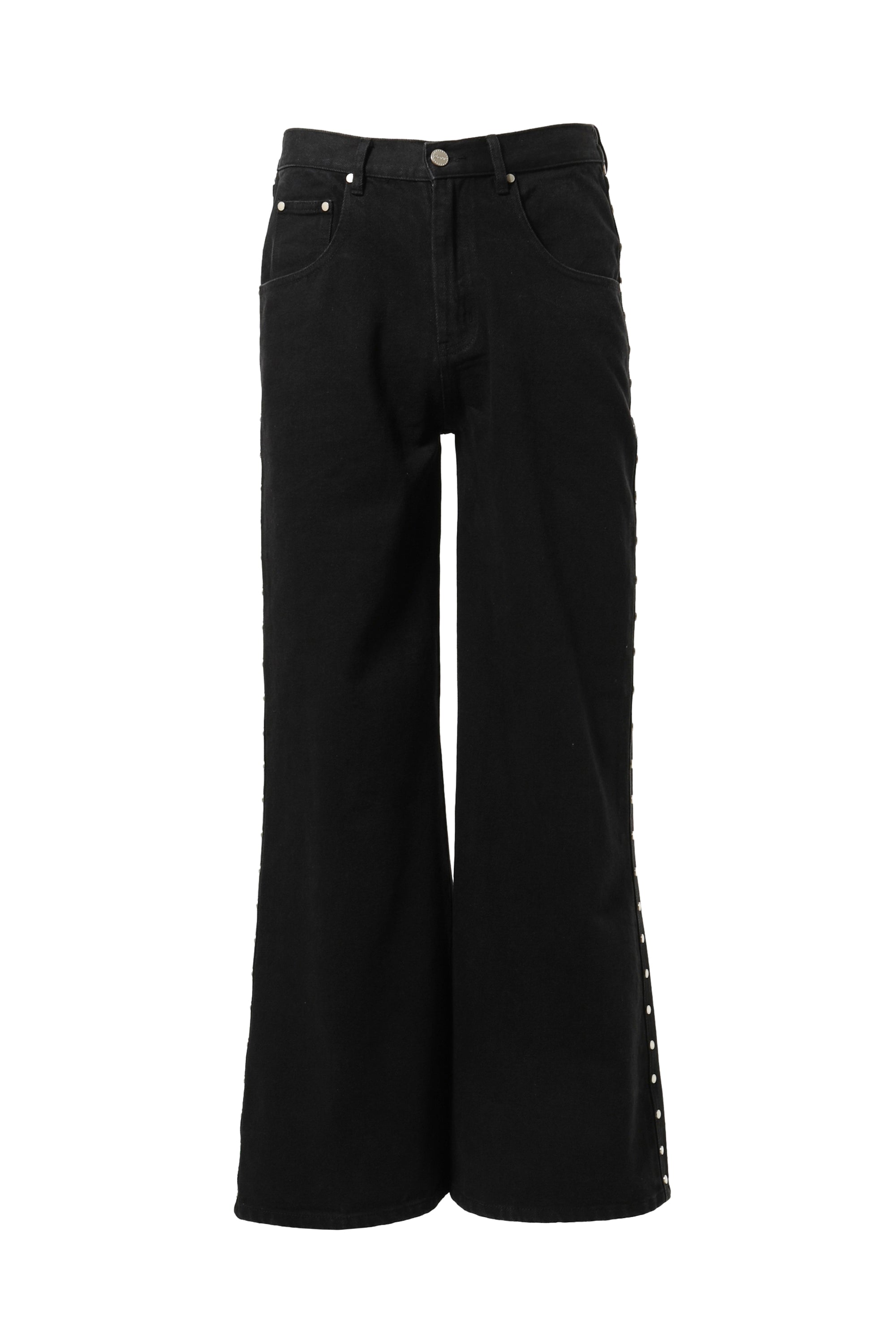 AFB FW22 BAGGY STUDS DENIM PANTS / BLK - NUBIAN