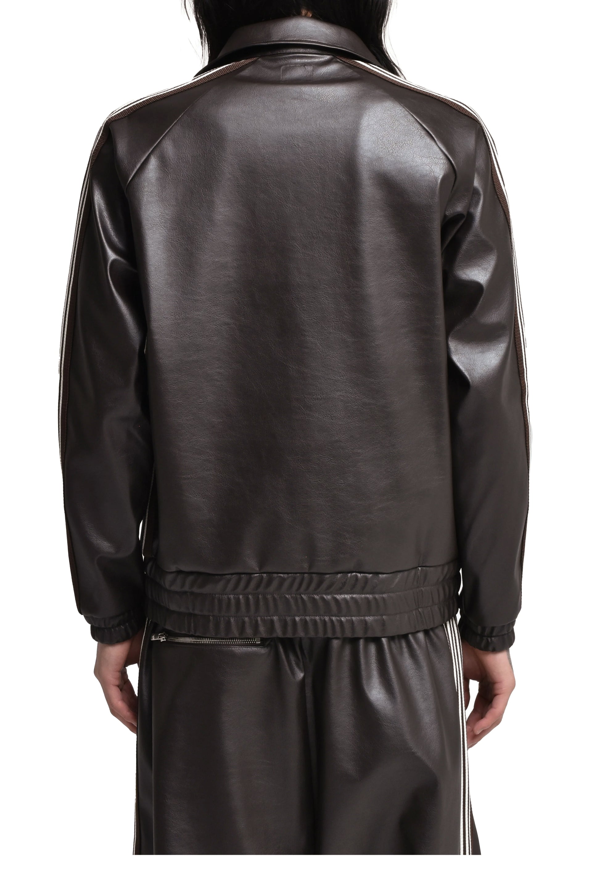 TRACK JACKET - SYNTHETIC LEATHER (EXCLUSIVE) / DK. BRW