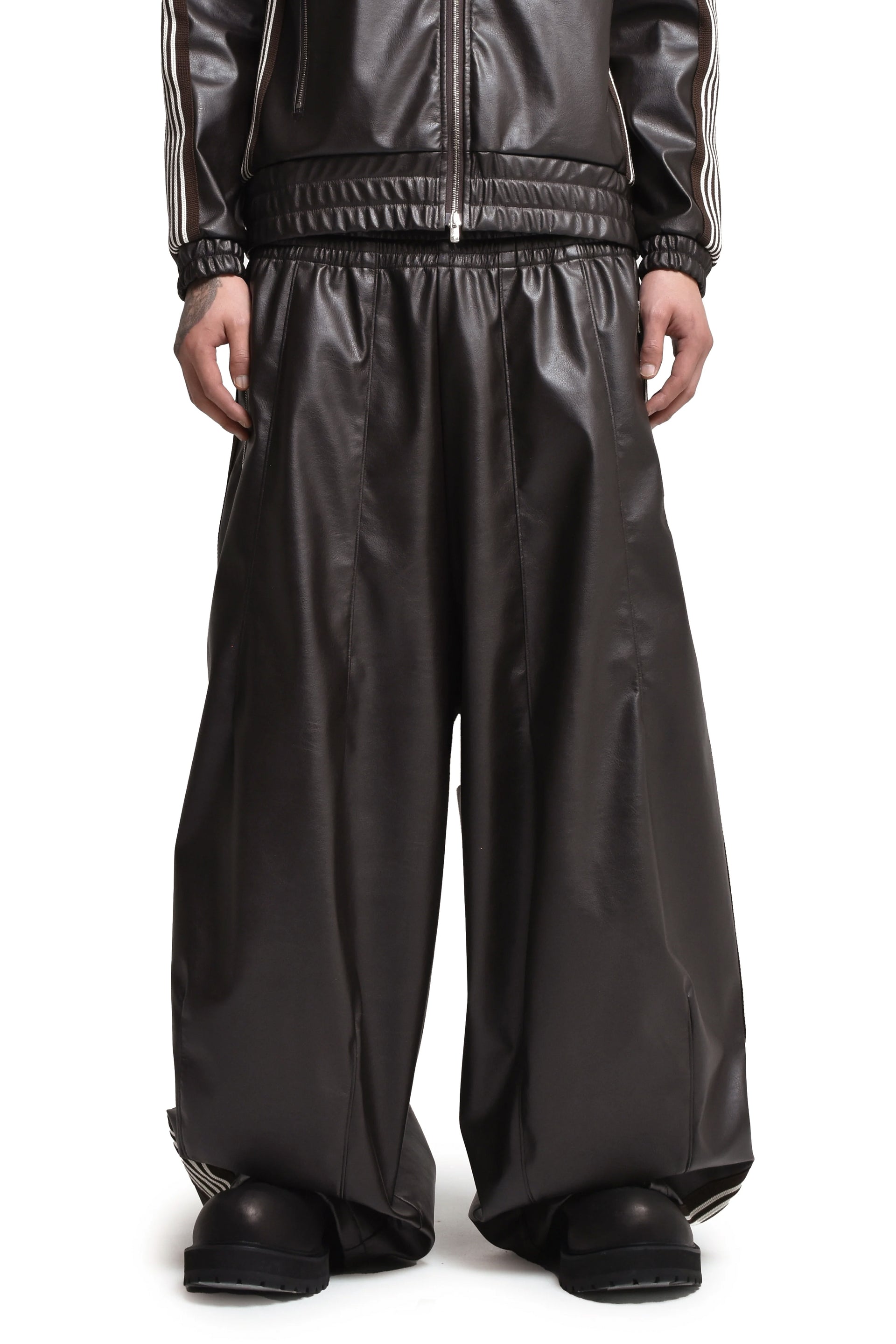 H.D. TRACK PANT - SYNTHETIC LEATHER (EXCLUSIVE) / DK. BRW
