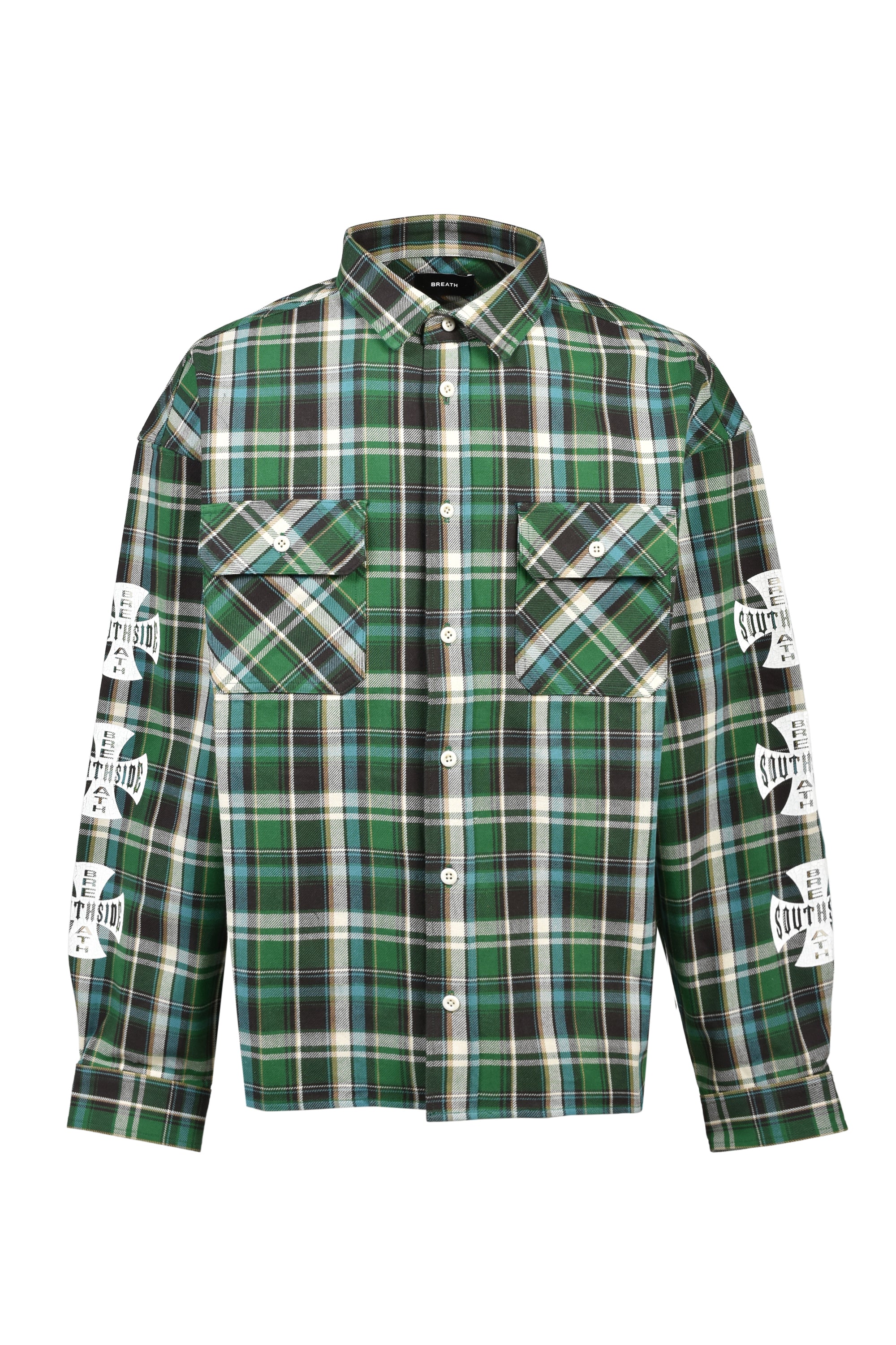BREATH ブレス SS26 SOUTHSIDE CROSS CHECK SHIRT / GRN - NUBIAN ヌビアン