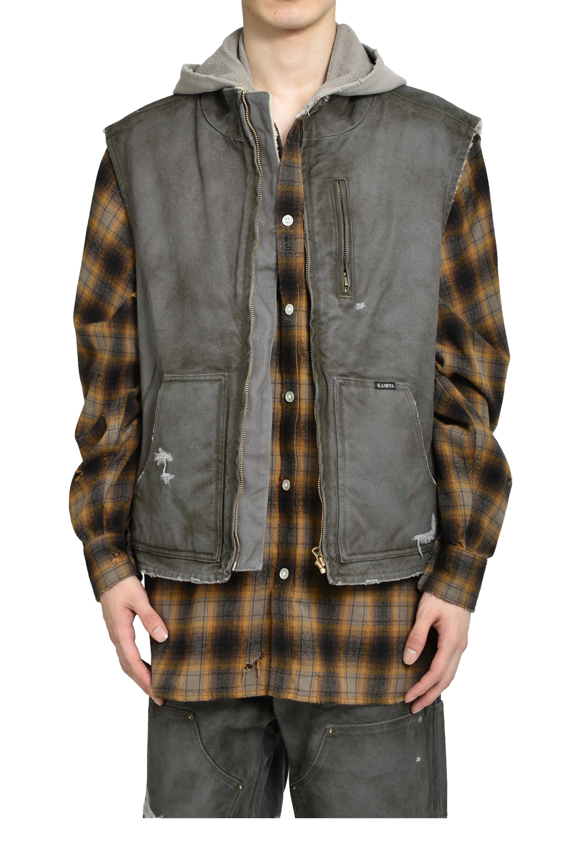 BORO BOA LINING DUCK VEST / GRY