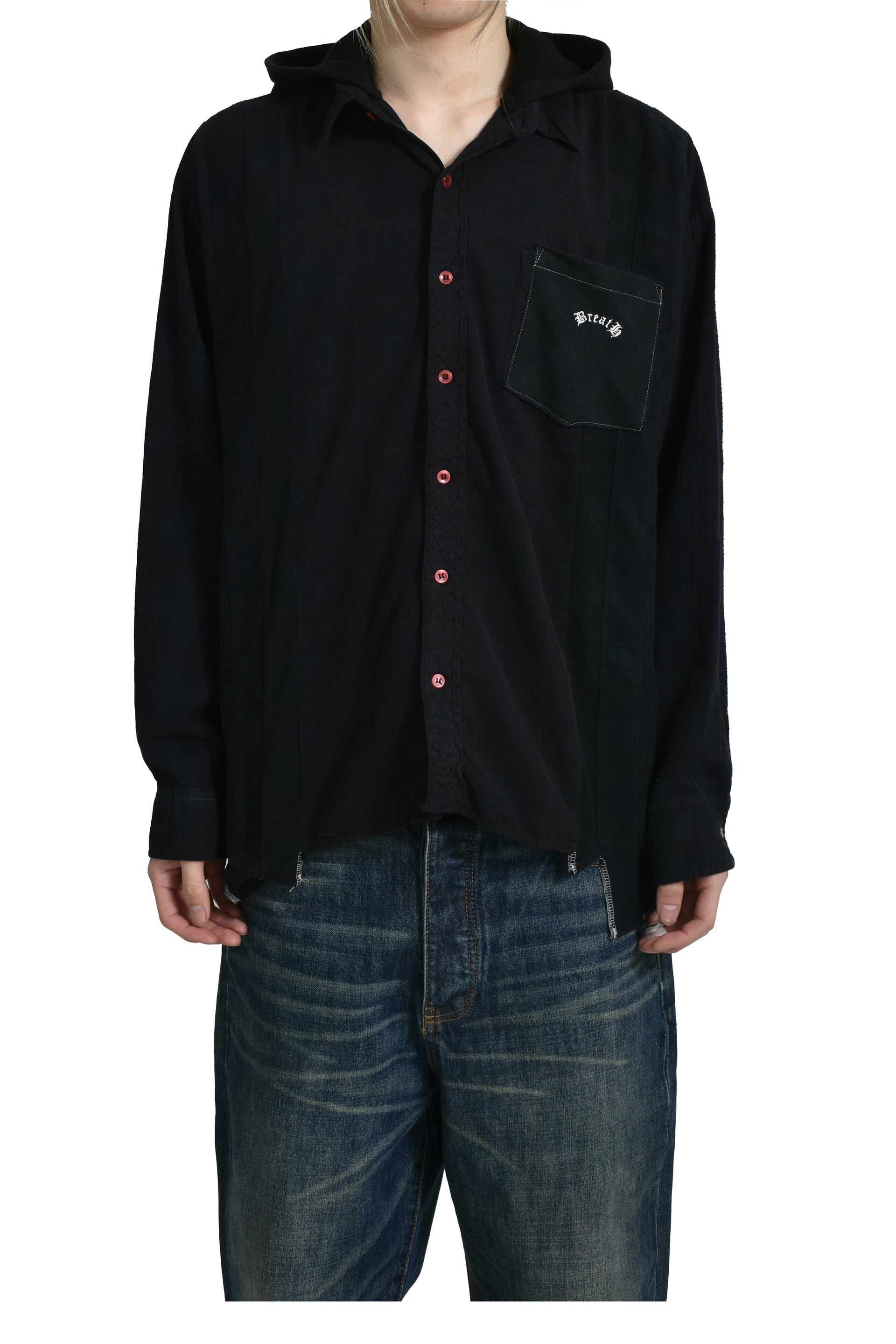 BREATH × Needles 7 CUTS WIDE SHIRT W/HOOD / BLK