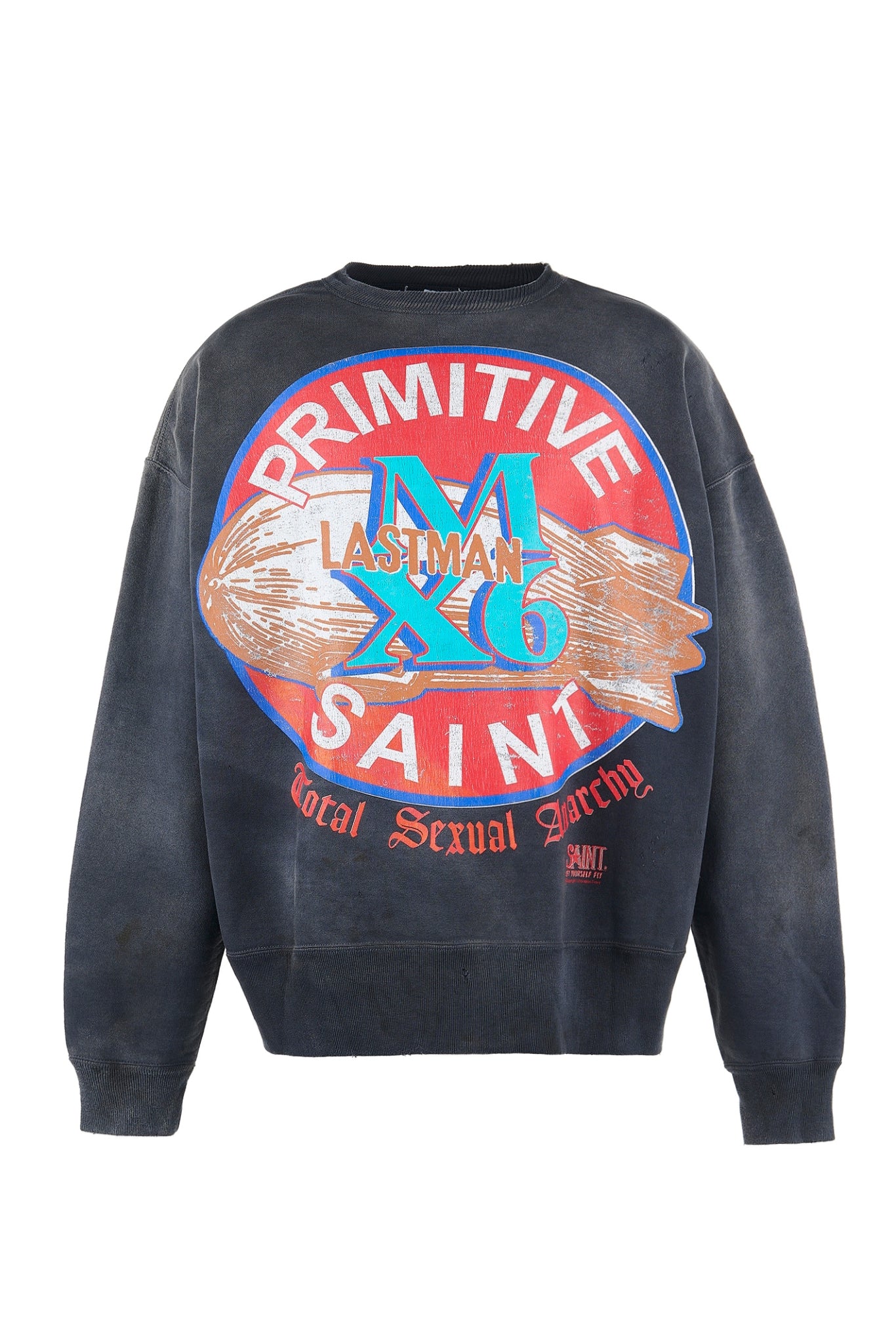 SAINT Mxxxxxx × LASTMAN LM_CRW-N SWEAT/PRIMITIVE / BLK