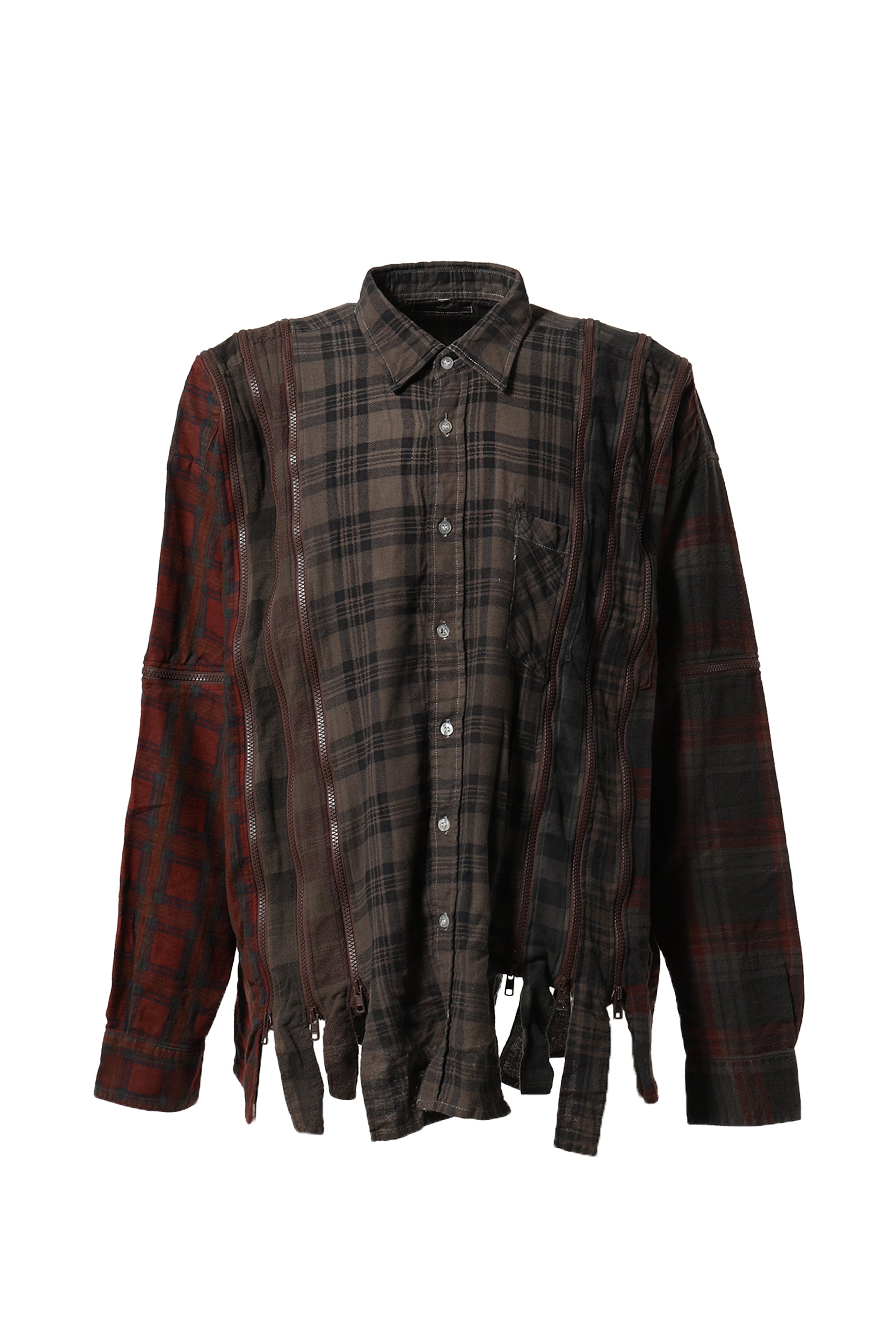 Rebuild By Needles FW23 FLANNEL SHIRT -> 7 CUTS ZIPPED WIDE SHIRT