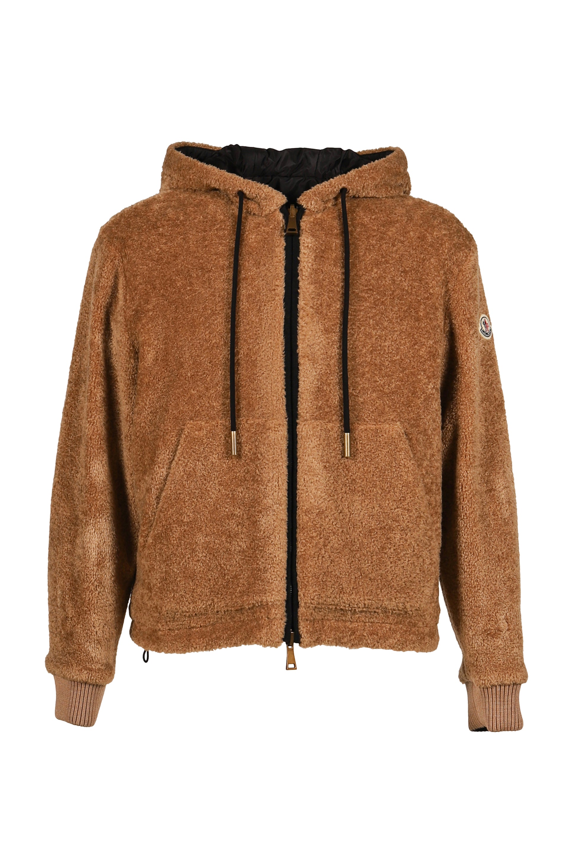 ZIP UP CARDIGAN / CAMEL X BLK