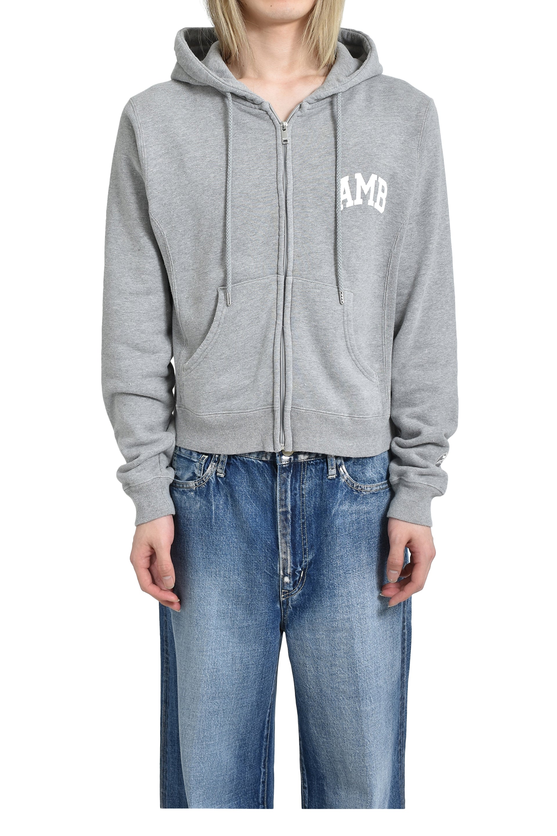 AMBUSH WOMENS AMB GRAPHIC ZIP-UP HOODIE / GRY