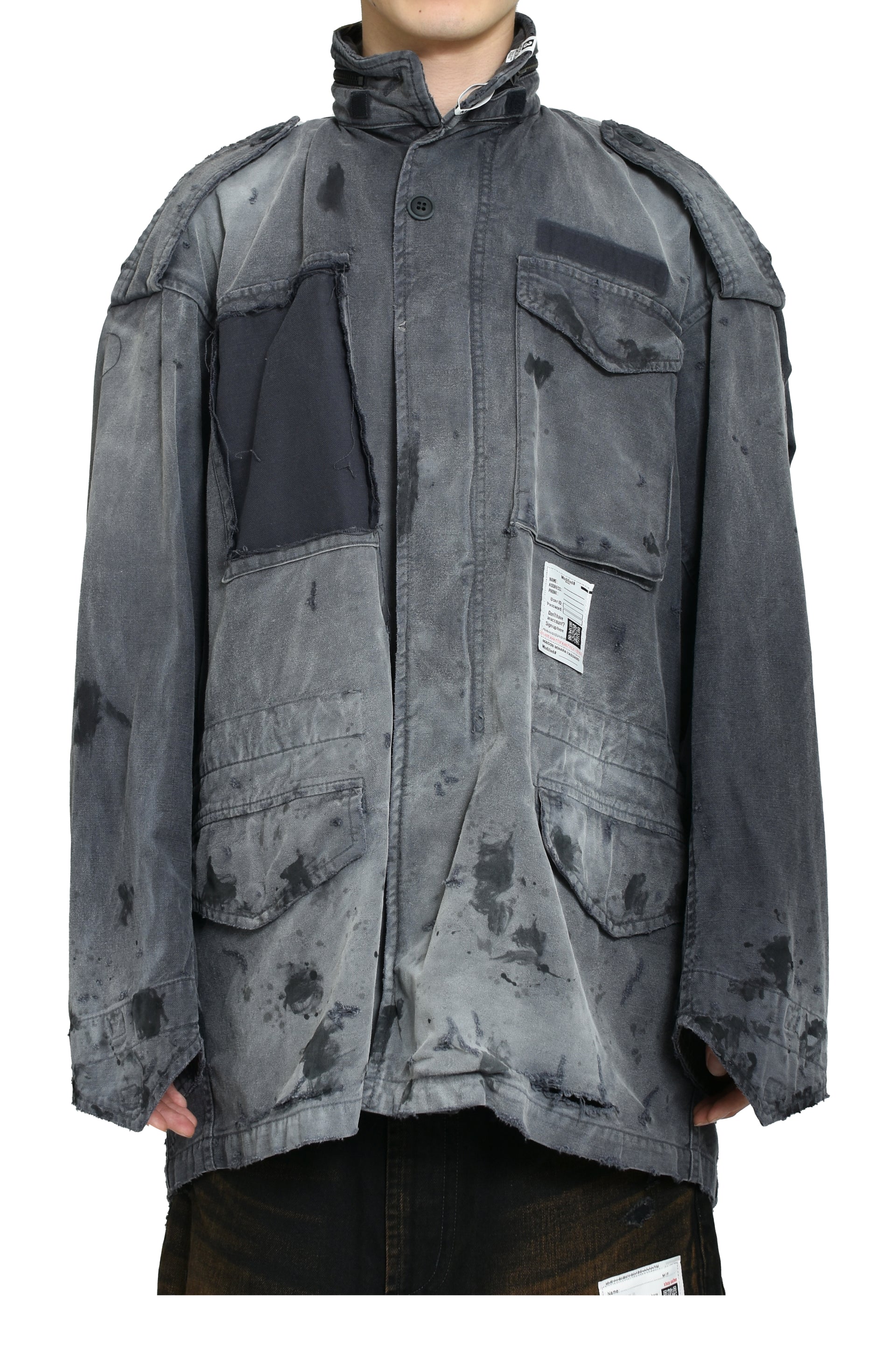 DISTRESSED M-65 JACKET / BLK