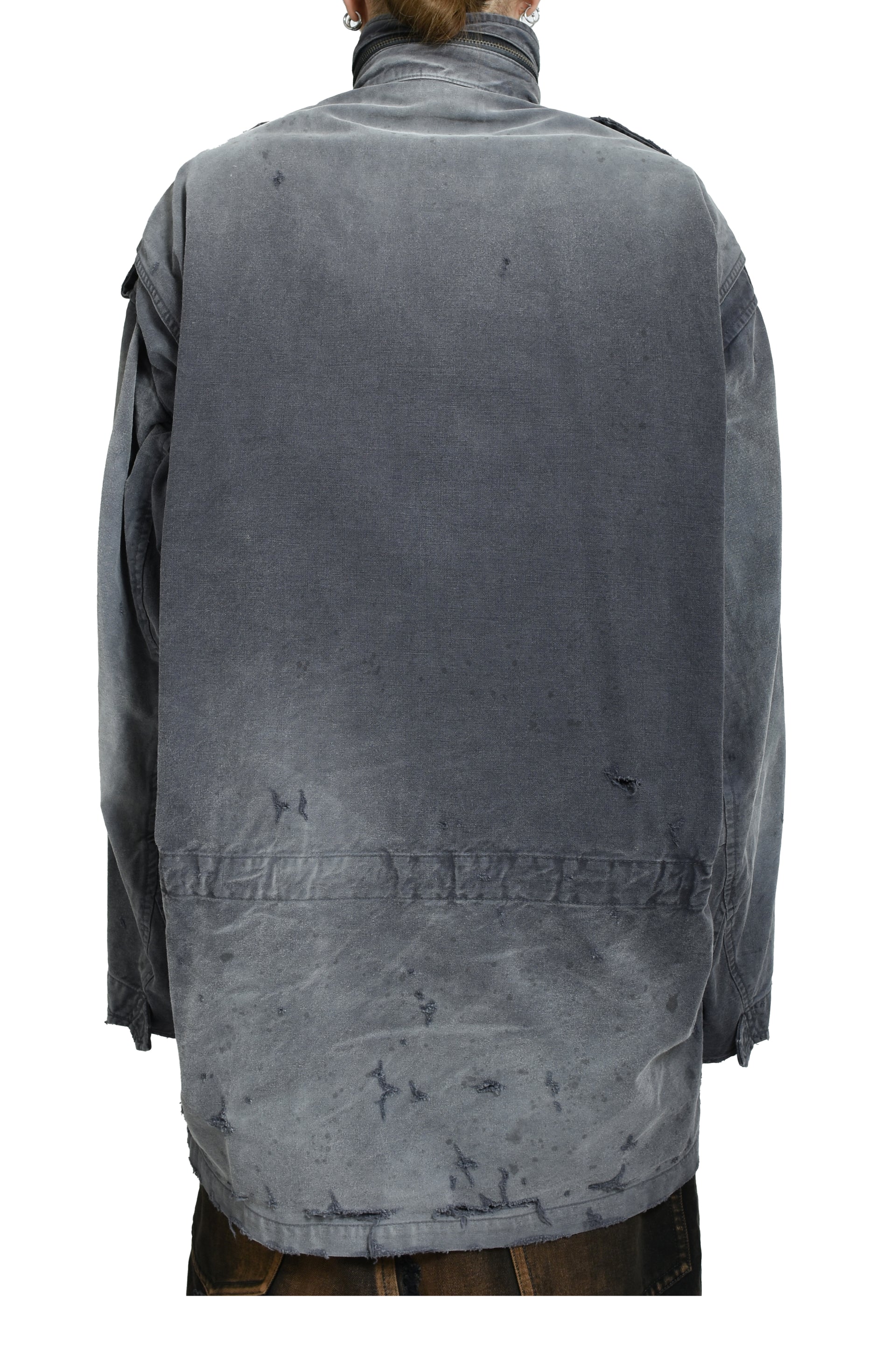 DISTRESSED M-65 JACKET / BLK