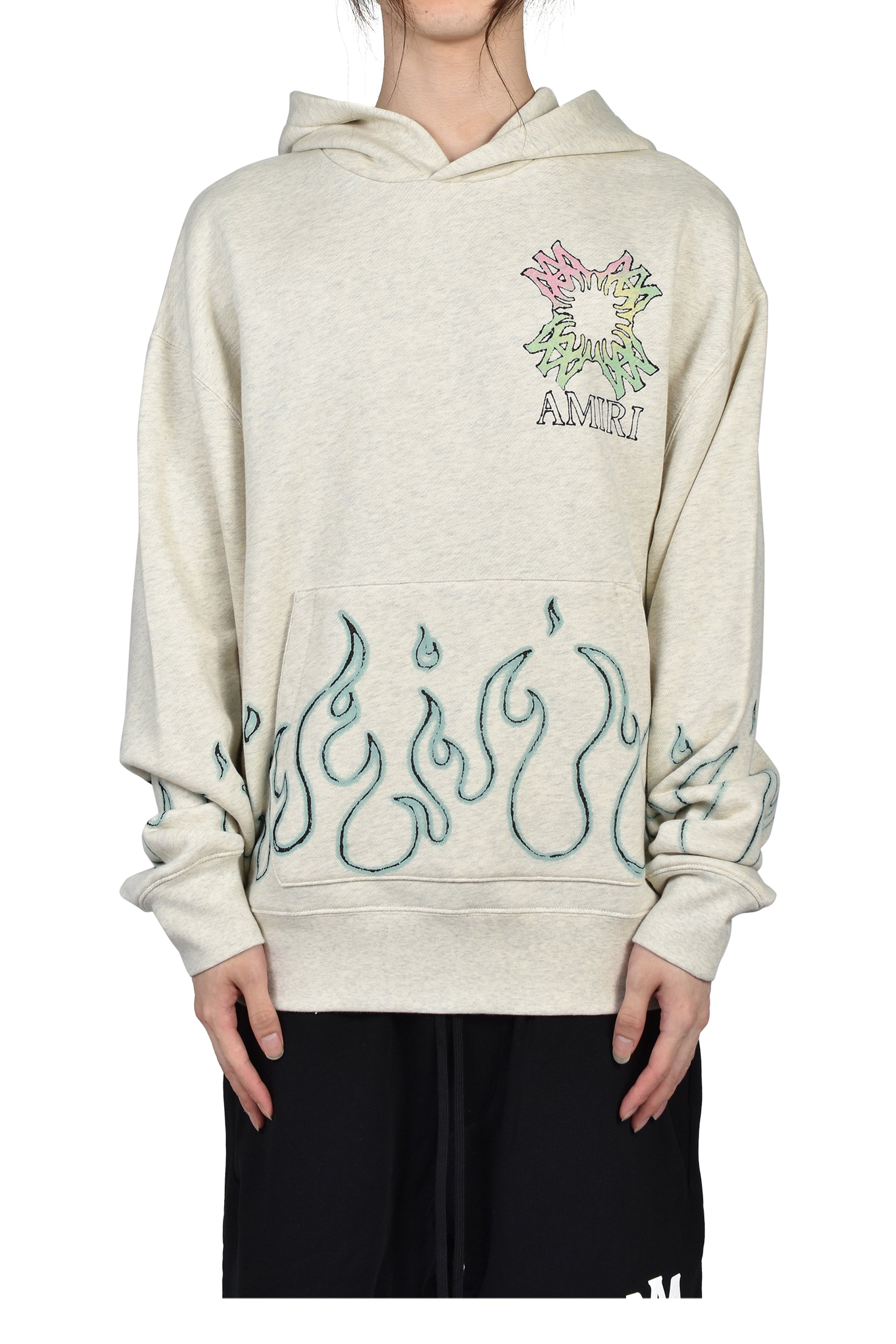 amari様 AMIRI アミリ FW26 MA QUAD FLAMES OS HOODIE / IVO - NUBIAN ヌビアン