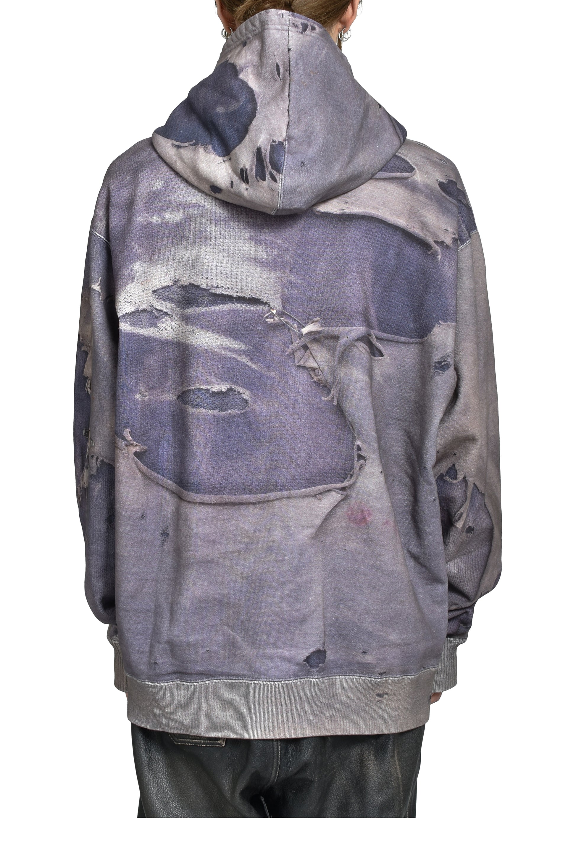 TROMPE L'OEIL PRINT ZIP HOODIE / NVY