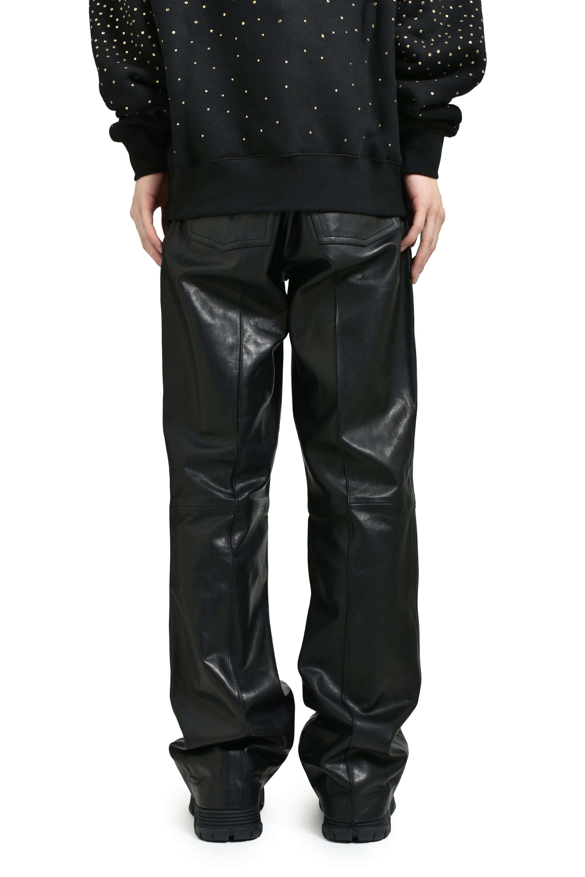 LEATHER BOOT CUT PANT / BLK