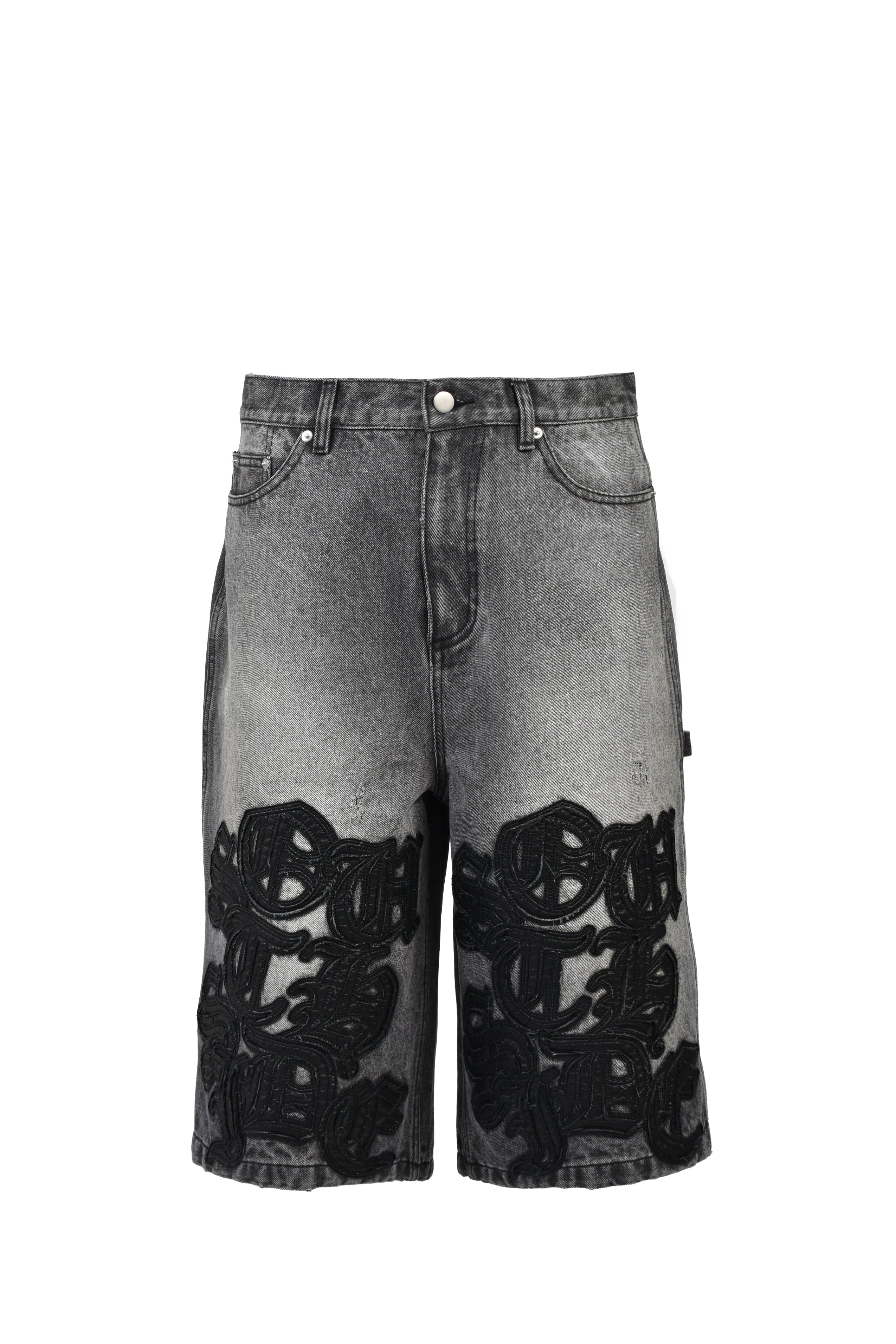 BREATH ブレス SS26 FAUX LEATHER PATCH DENIM SHORTS / BLK - NUBIAN