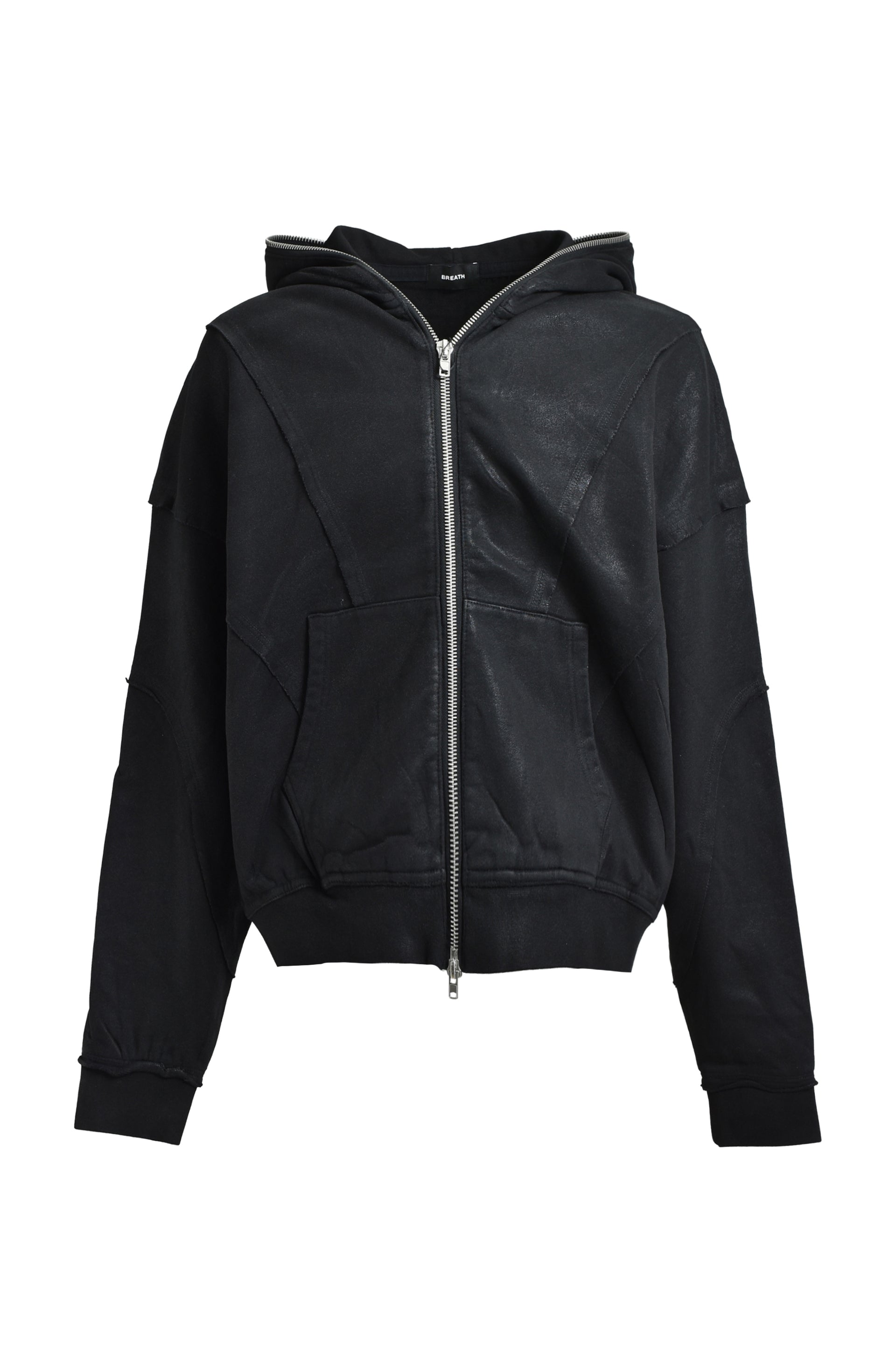 COATING ZIP UP HOODIE / BLACK