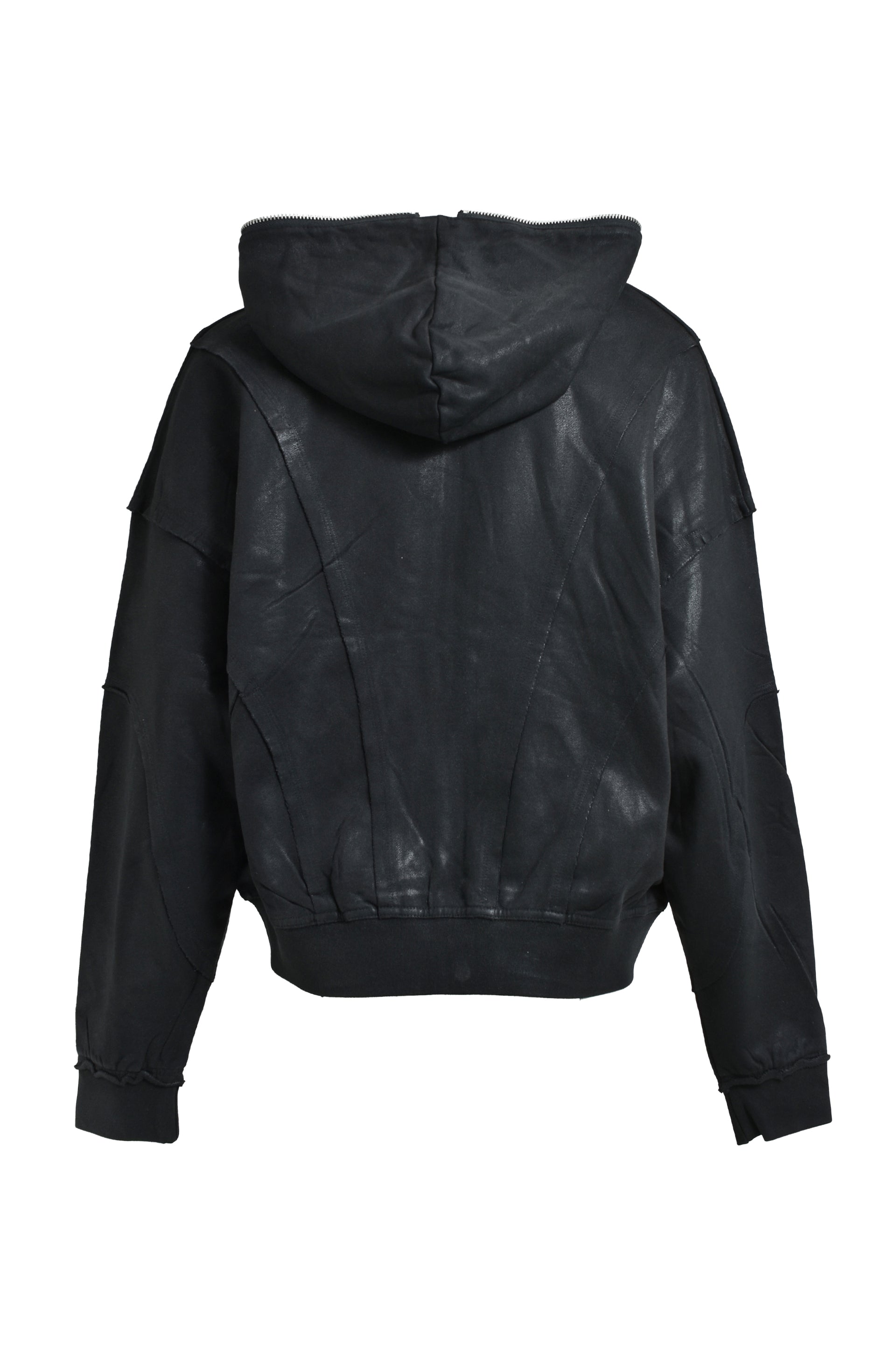 COATING ZIP UP HOODIE / BLACK