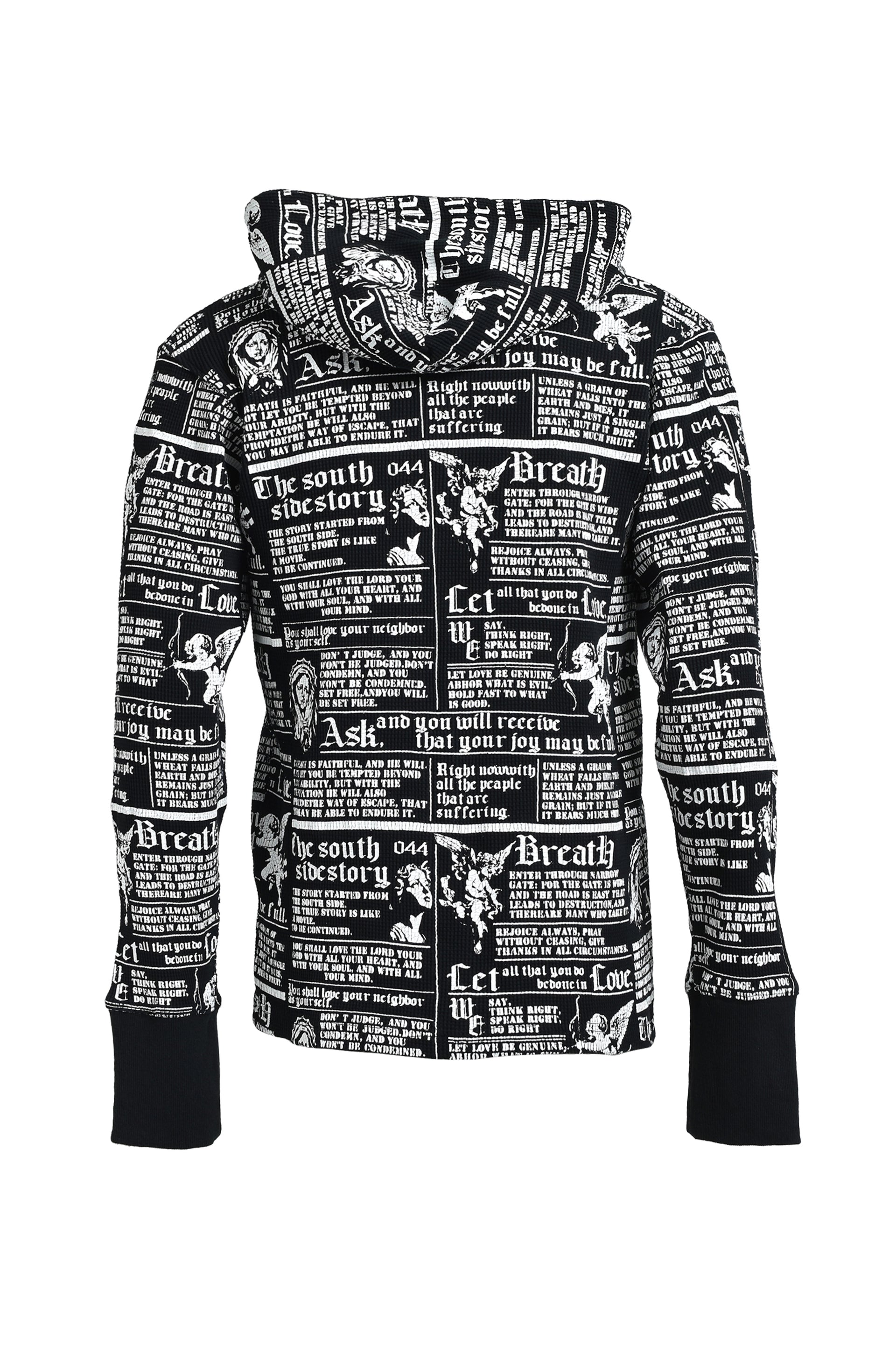 SKULL WASH WAFFLE ZIP UP HOODE / BLK